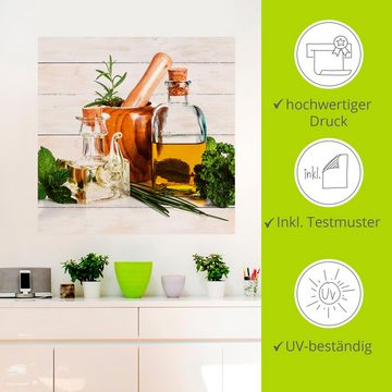 Artland Wandbild Olivenöl und Kräuter - Küche, Arrangements (1 St), als Alubild, Outdoorbild, Leinwandbild, Poster, Wandaufkleber