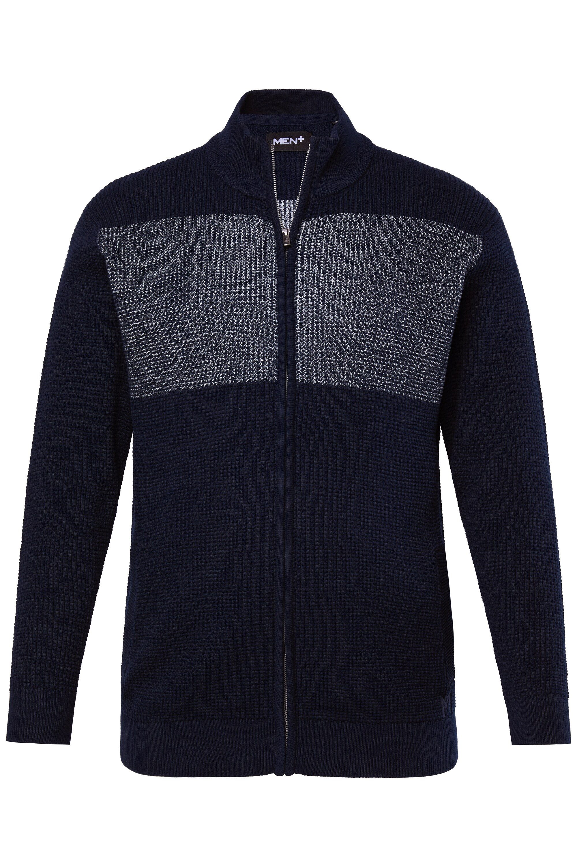 Men Plus Poloshirt Men+ Strickjacke Stehkragen günstig online kaufen