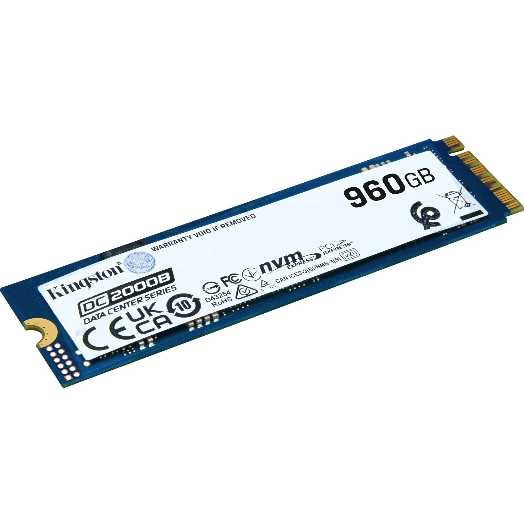 Kingston DC2000B 960GB NVMe SSD Server Enterprise Gen4 interne SSD (960 GB) M.2" 7000 MB/S Lesegeschwindigkeit, 1300 MB/S Schreibgeschwindigkeit, PCIe 4.0, NVMe, Power Loss Protection, 3D TLC, Kühlkörper