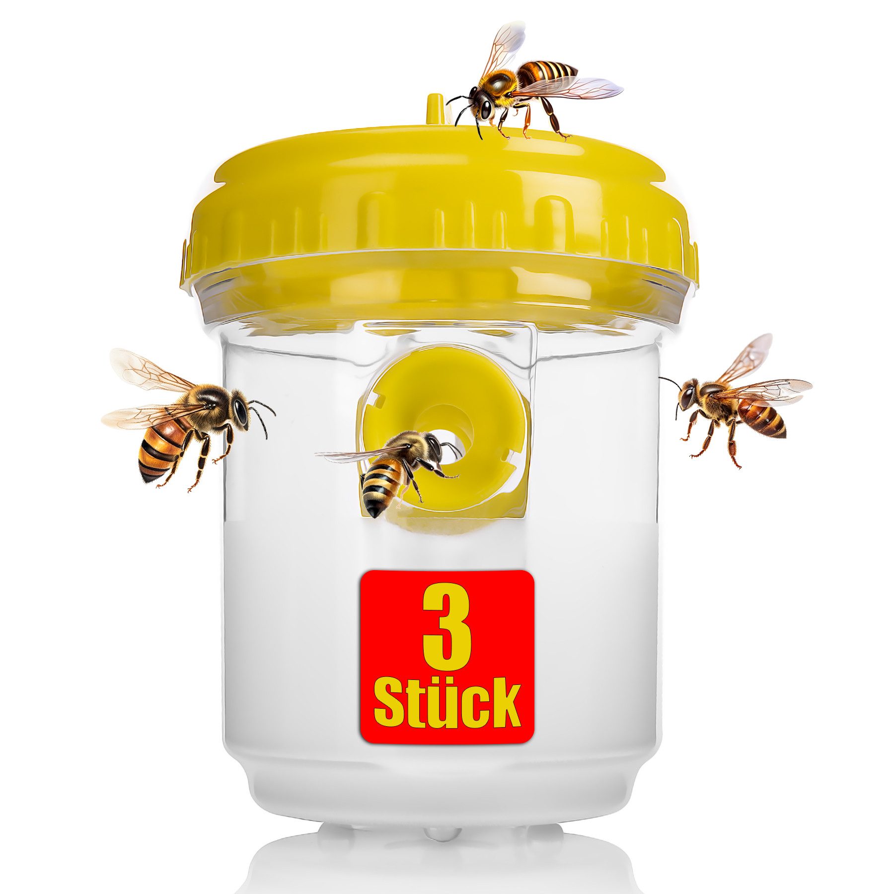 BigDean Wespennestattrappe 3 Stück Wespenfalle für draußen in Gelb ø9x13cm zum Aufhängen,0 m (Set, 3-St., 3er), Formfalle, Lebendfalle