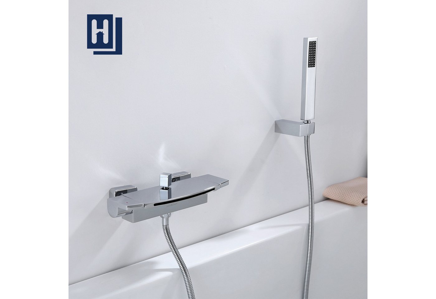 Thumbnail - HOMELODY Duscharmatur Wasserfall Wasserhahn Bad Duscharmatur komplett set Mit Handbrause (Set) Wasserfall, Regenstrahl,M...