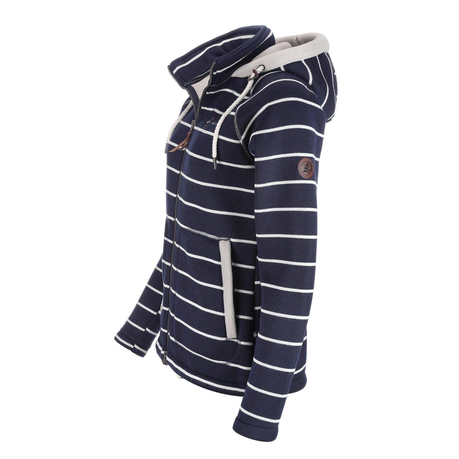 Dry Fashion Fleecejacke Föhr Damen Jacke Fleece mit Kapuze - Übergangsjacke Kapuzenjacke Kapuze & Bund verstellbar, Anti-Pilling, Taschen, Reißverschluss
