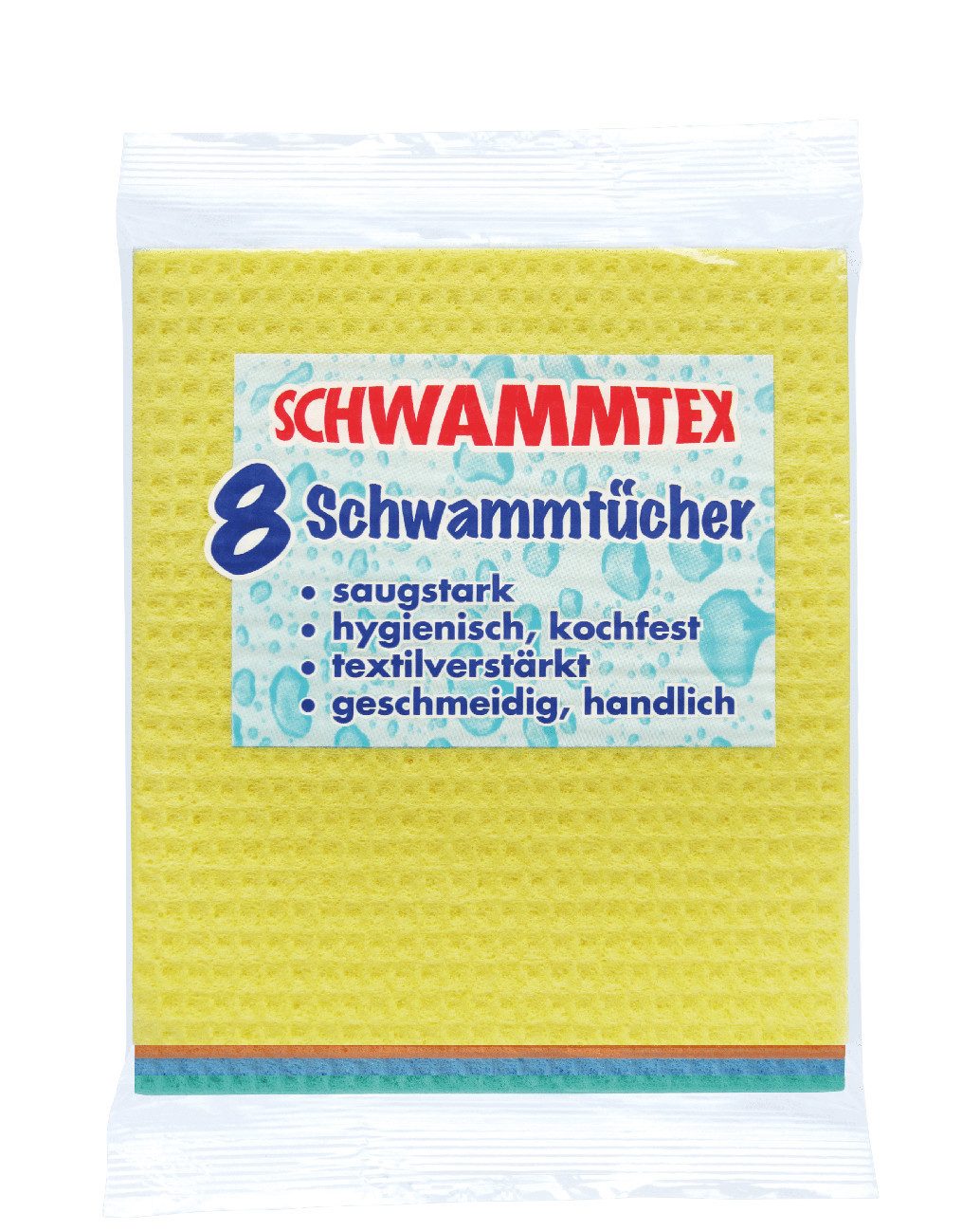 SPONTEX Schwammtuch Schwammtex-Schwammtücher - 8 Stück, saugstark und kochfest - Perfekt gegen Schmutz auf Arbeitsflächen