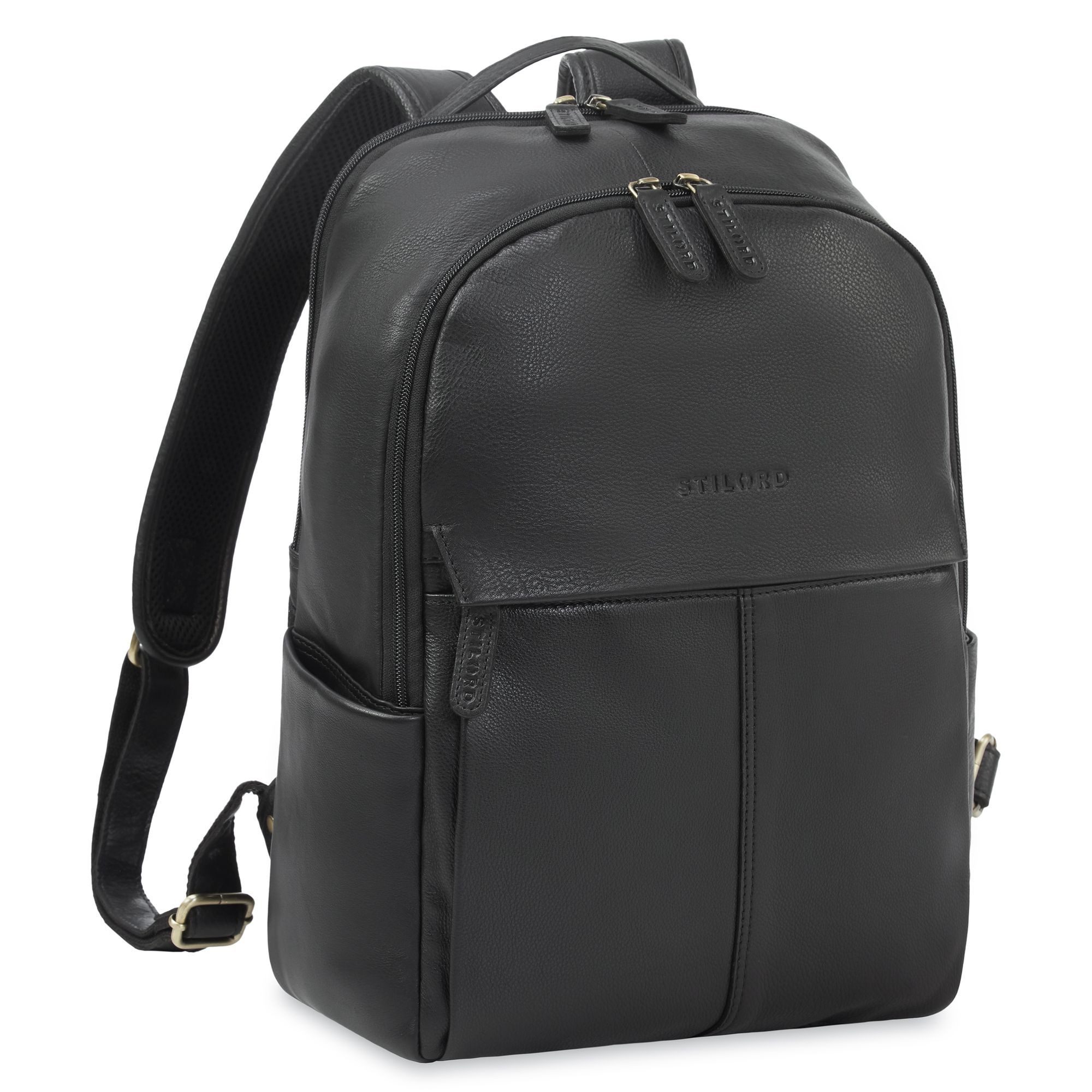 STILORD Notebook-Rucksack "Marino" Leder Rucksack Damen und Herren Laptopfach 13 - 14
