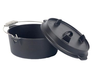 BURI Fleischtopf Dutch Oven Topf aus Gusseisen 4,3 L Schmortopf Kochtopf Grillplatte, Gusseisen