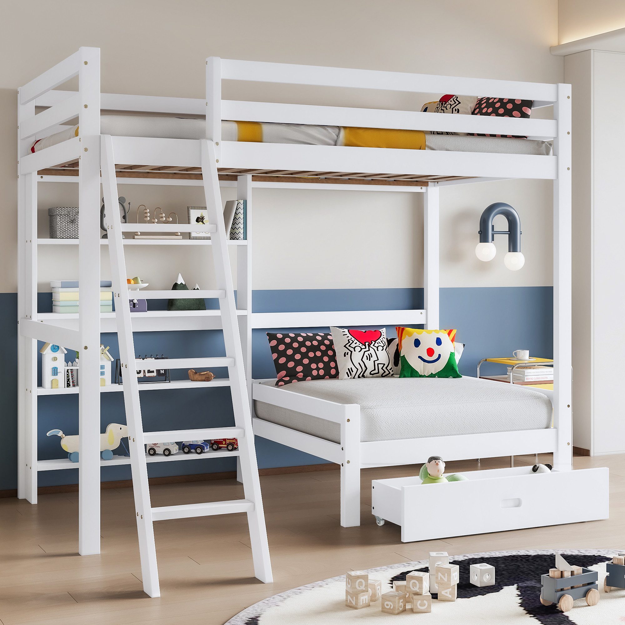 TavilaEcon Etagenbett Hochbett Kinderbett mit Regalen günstig online kaufen