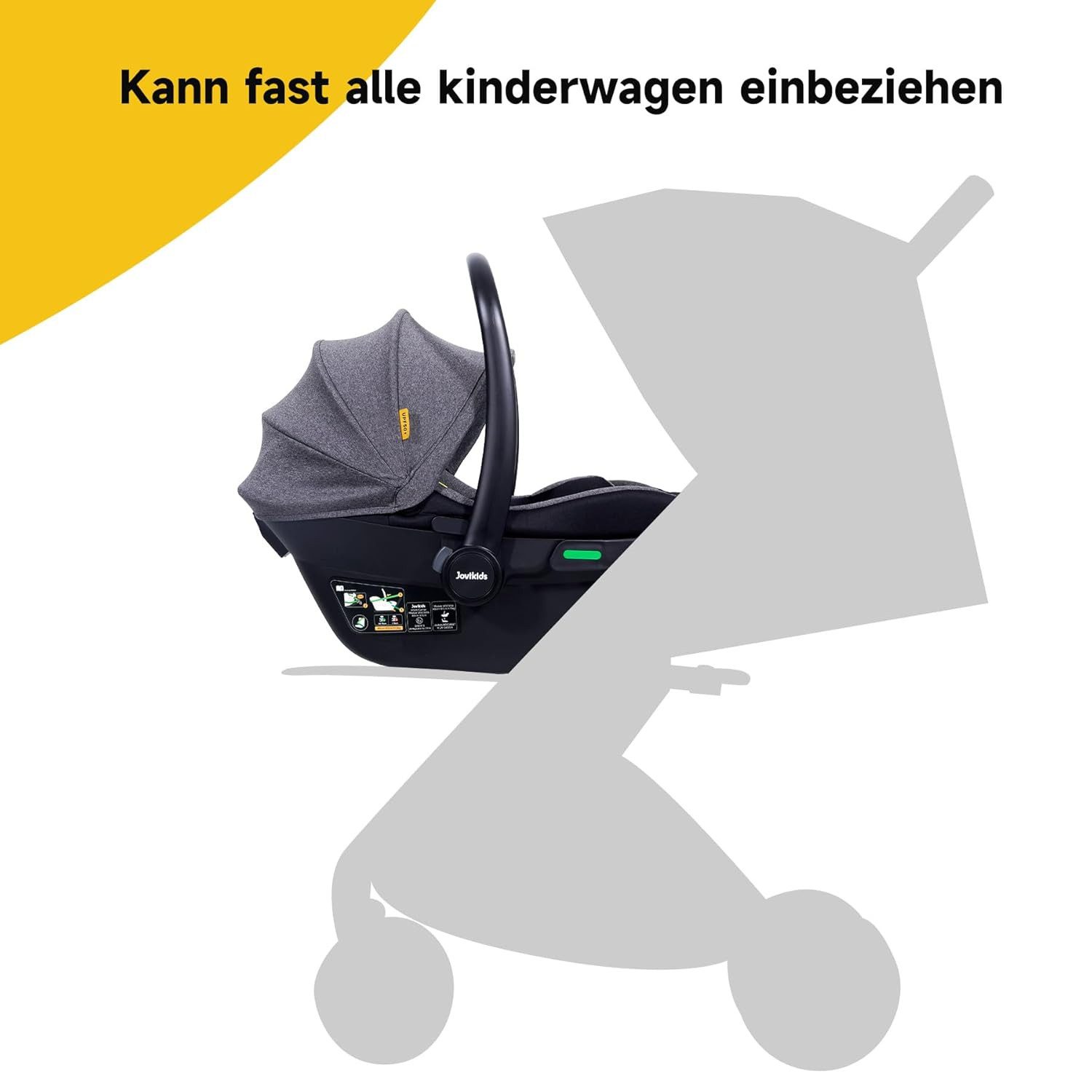 FANNOU Babyschale Stufenlos verstellbare Liegeposition, ab: 40 cm, bis: 87 cm, (1-tlg), Baby Autositz mit Sonnendach, 3-Punkt-Sicherheitsgurt Seitenschutz