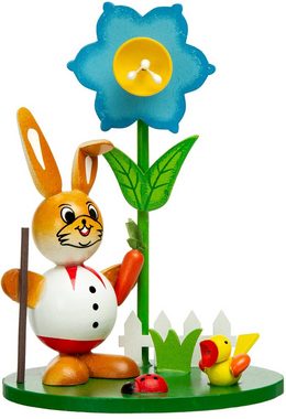 SIKORA Osterhase OD11 Holz Figuren im Ostergarten mit Frühlings Blumen
