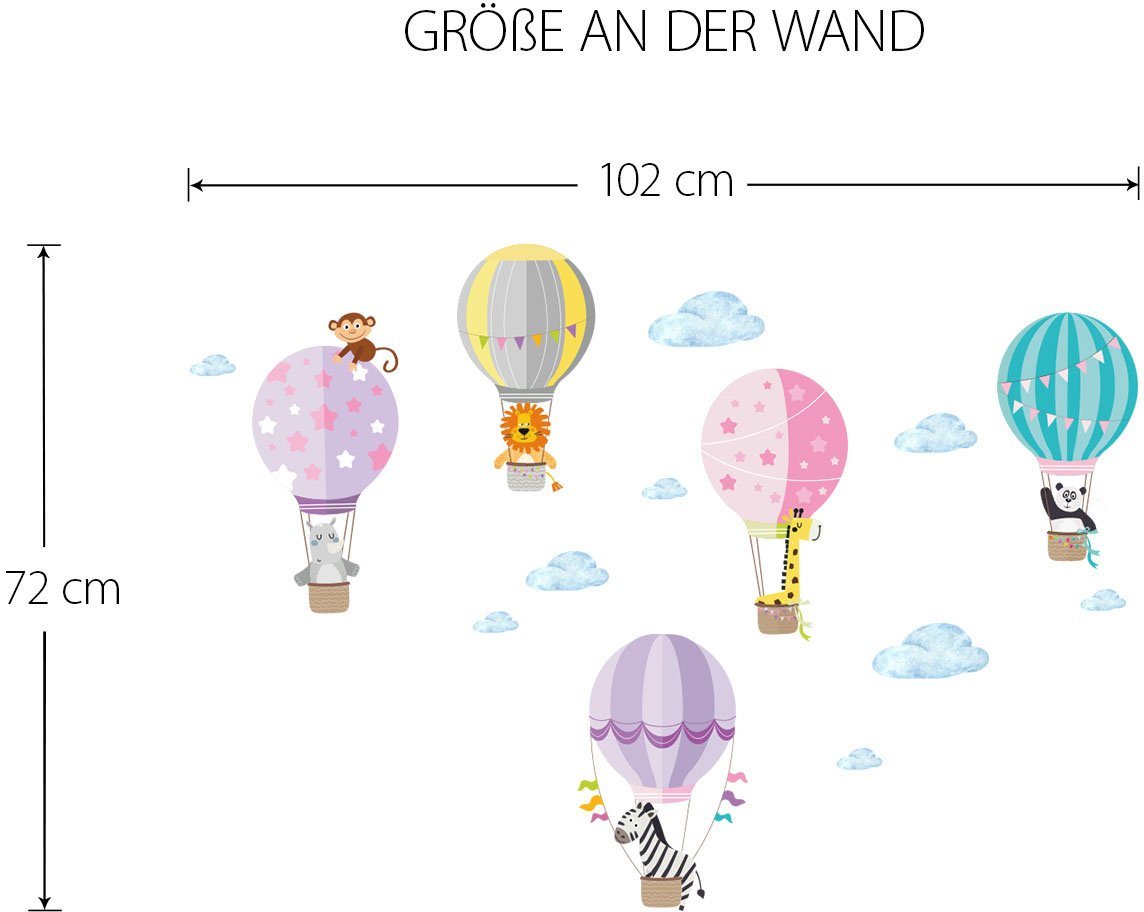 little DECO Wandtattoo »Little Deco Wandtattoo Zoo Tiere im Heißluftballon«-HomeTrends
