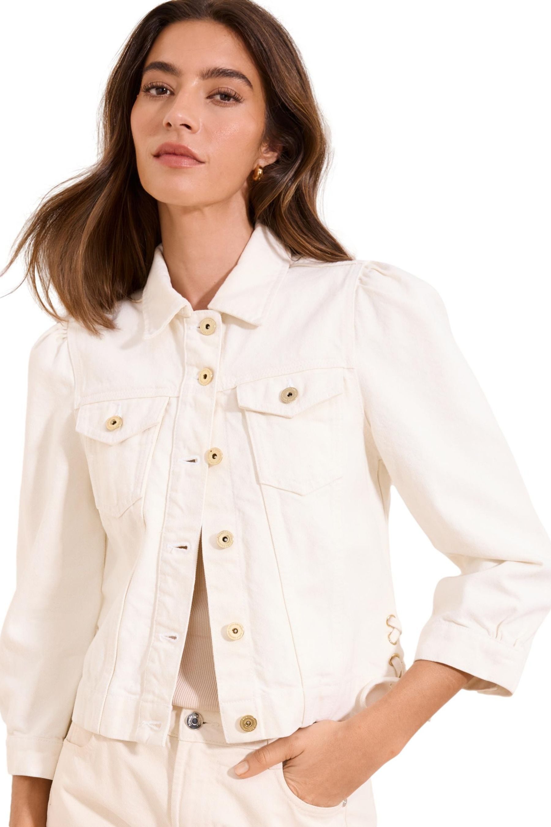 LIPSY Jeansjacke Lipsy Jeansjacke mit Schnürung, Regular (1-St)