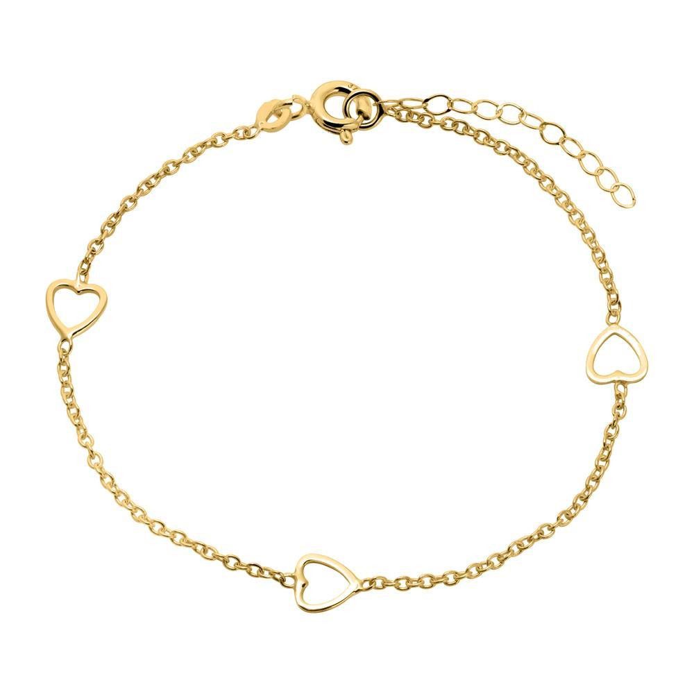 Unique Goldarmband Dreifach Herz Armband aus 375 Gold, filigran GB0011