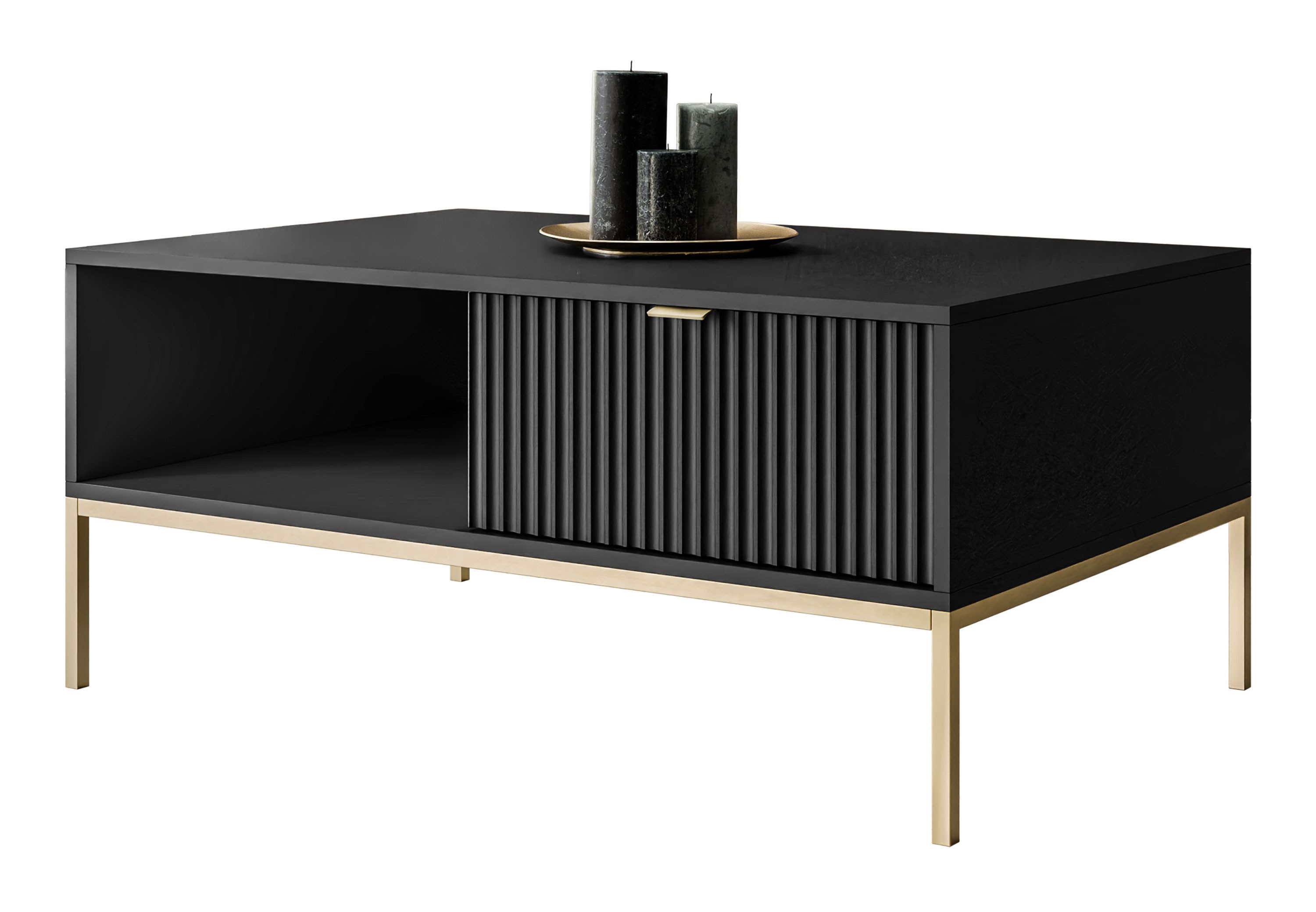 Lookway Couchtisch CORTADO GOLD L-104 mit Schublade, Brite 104