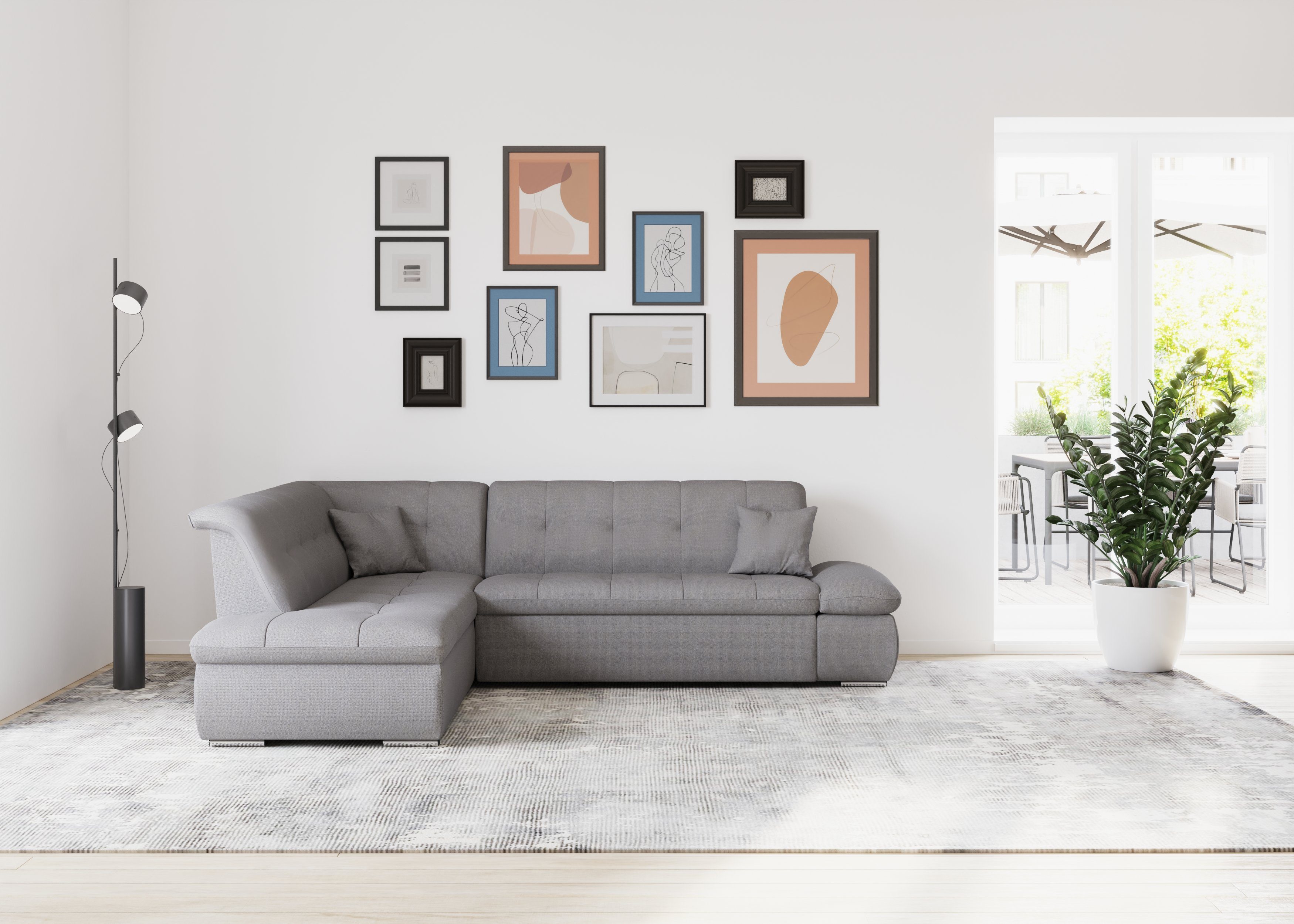 Bettfunktion dunkelgrau collection mit wahlweise DOMO Armlehnenverstellung Ecksofa und Moric,