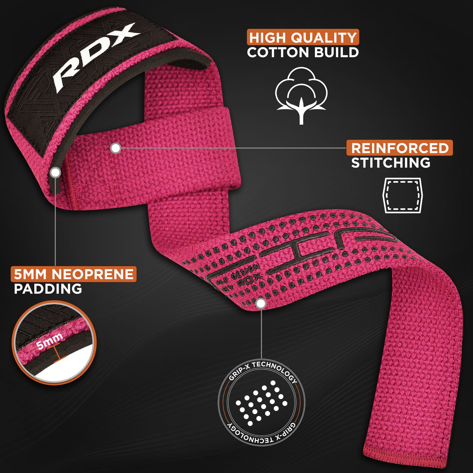 RDX Handgelenkschutz RDX Lifting Straps Strength Training, 60 cm lange professionelle