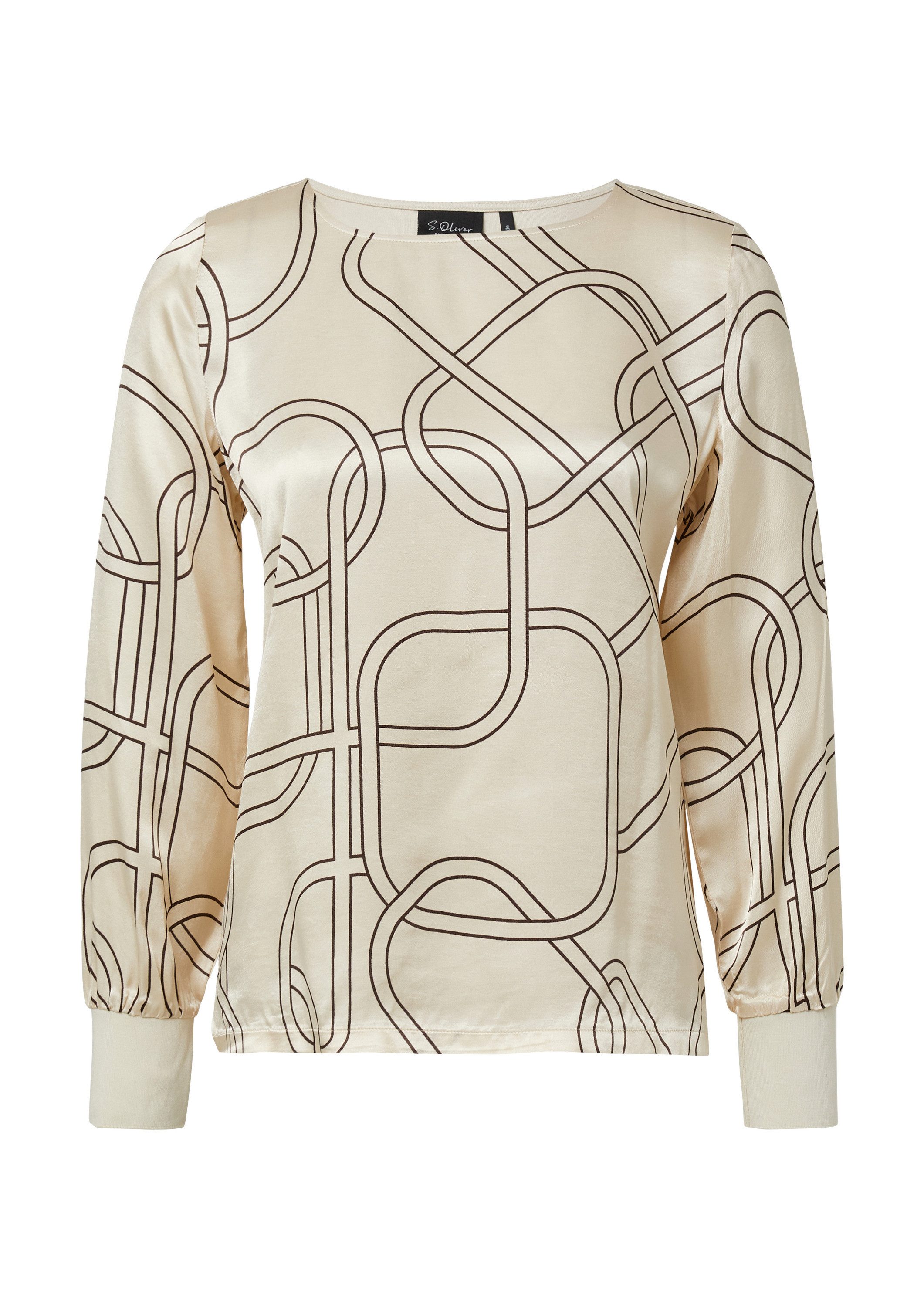s.Oliver Langarmshirt T-Shirt Satinierte Viskose-Bluse mit Print günstig online kaufen