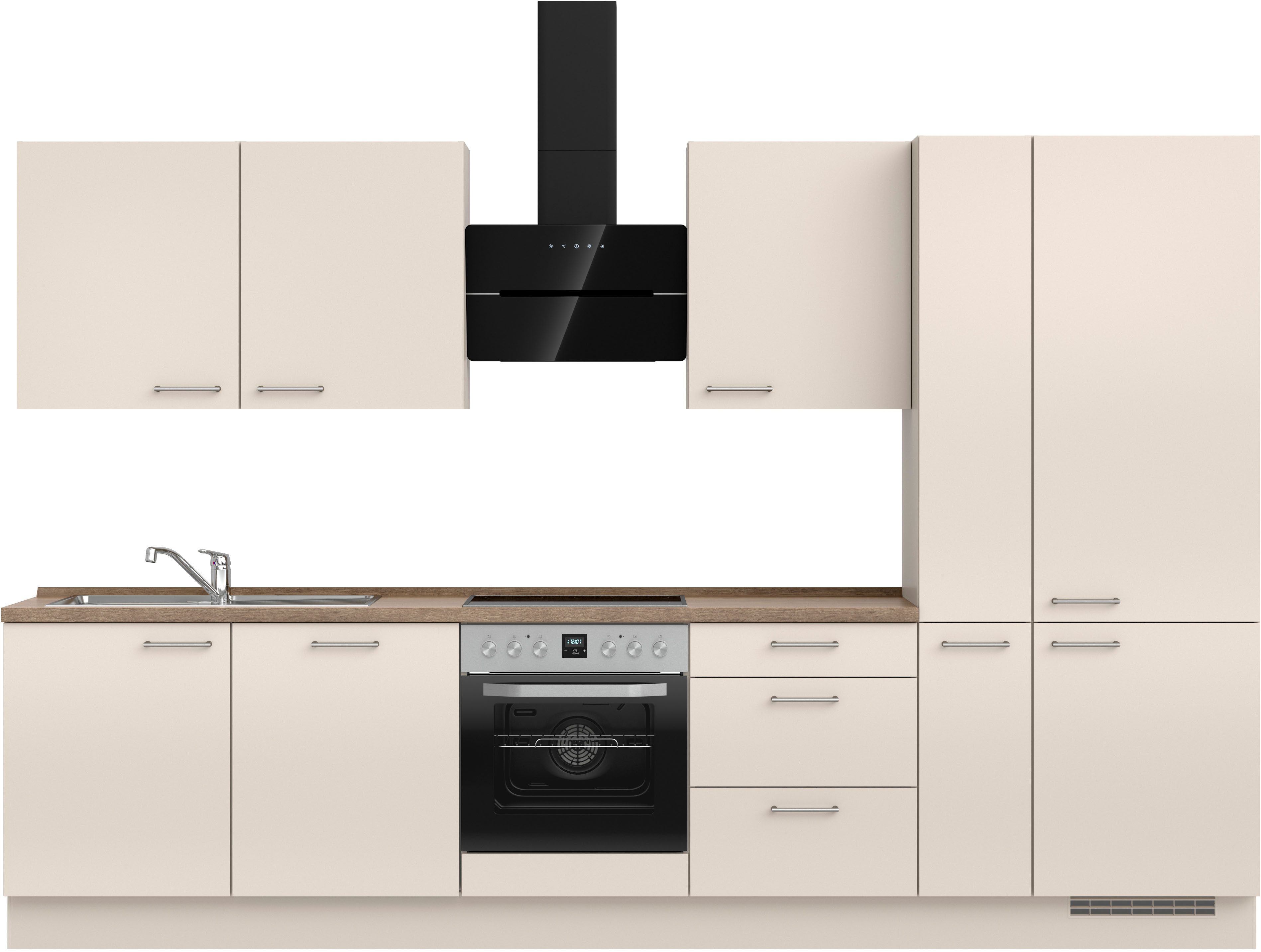 nobilia® Küchenzeile "Laser II", NEU: individuell anpassbar mit gratis Profi-Beratung, vormontiert, 330 cm breit, optional mit verschiedenen E‑Geräte-Sets