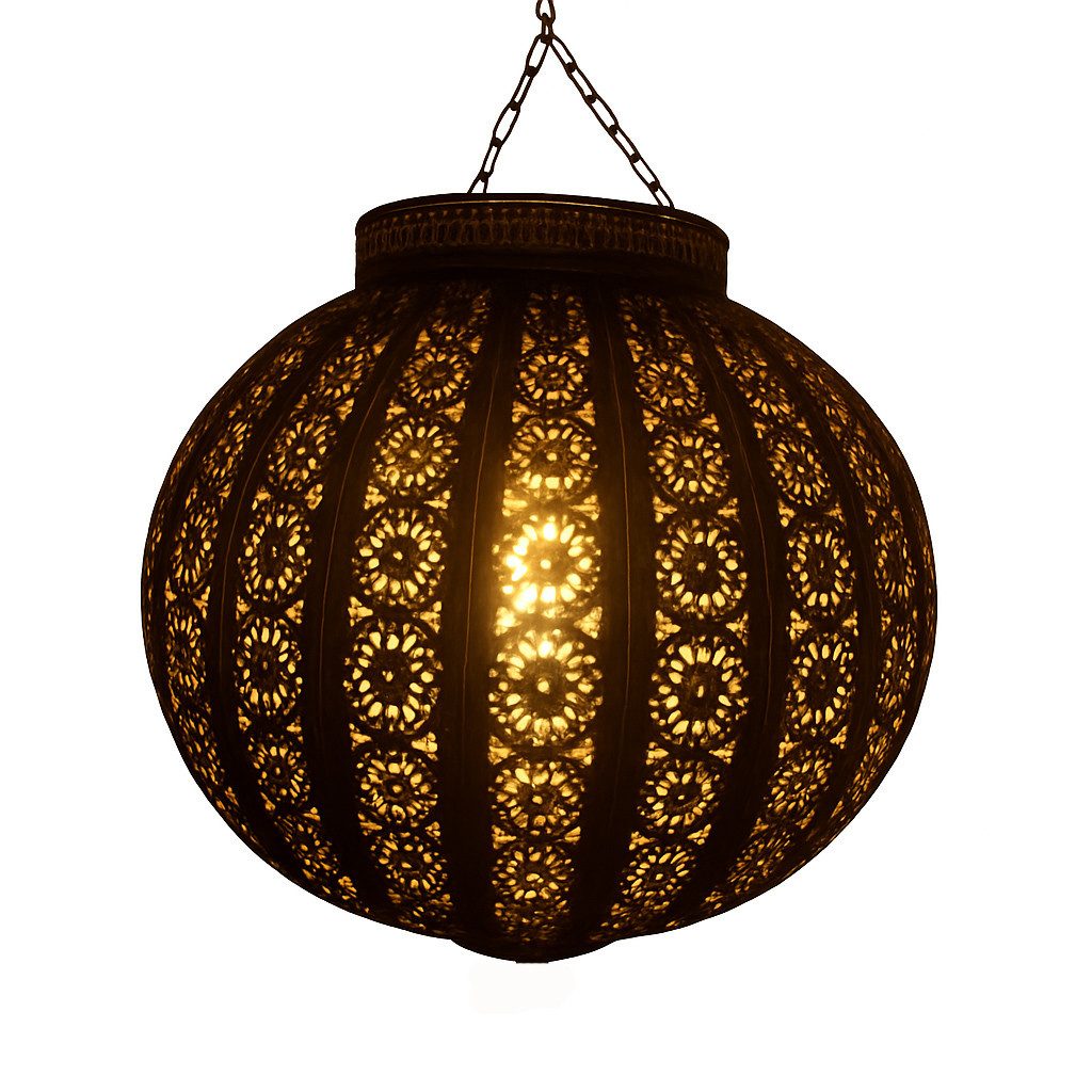 Marrakesch Orient & Mediterran Interior Pendelleuchte Orientalische Deckenleuchte Candan Deko aus Metall in Bronze 47 cm, Handarbeit