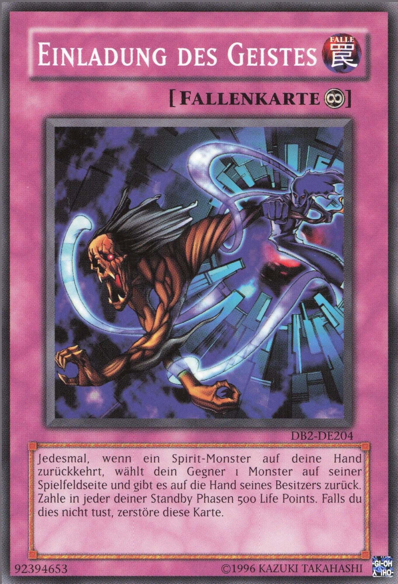 ReCollectibles Sammelkarte YuGiOh Karte Einladung des Geistes deutsch, YuGiOh! Karte DB2DE204