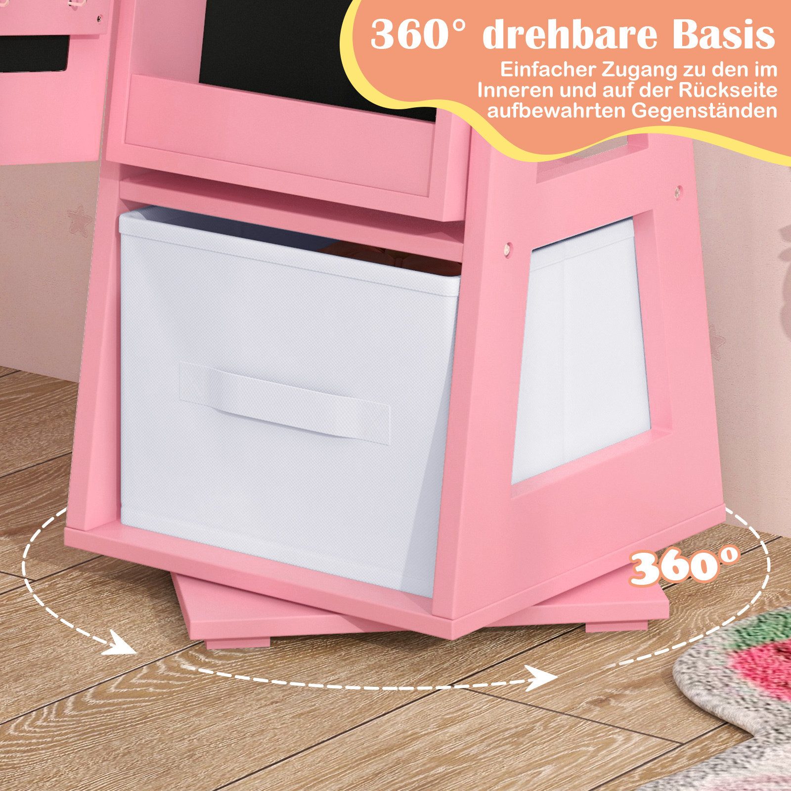 COSTWAY Schmuckschrank Kinder Ganzkörperspiegel mit Aufbewahrunskorb günstig online kaufen