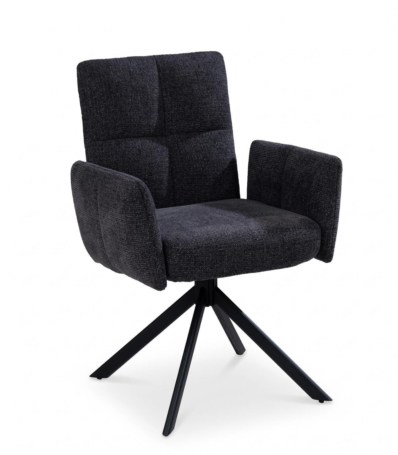 Stolkom Sp.z.o.o. Esszimmerstuhl THEA, Anthrazit, Schwarz, Webstoff, Metall, (1 St), 180 Grad drehbar mit Rückholfunktion, B 64 x H 92 x T 65 cm