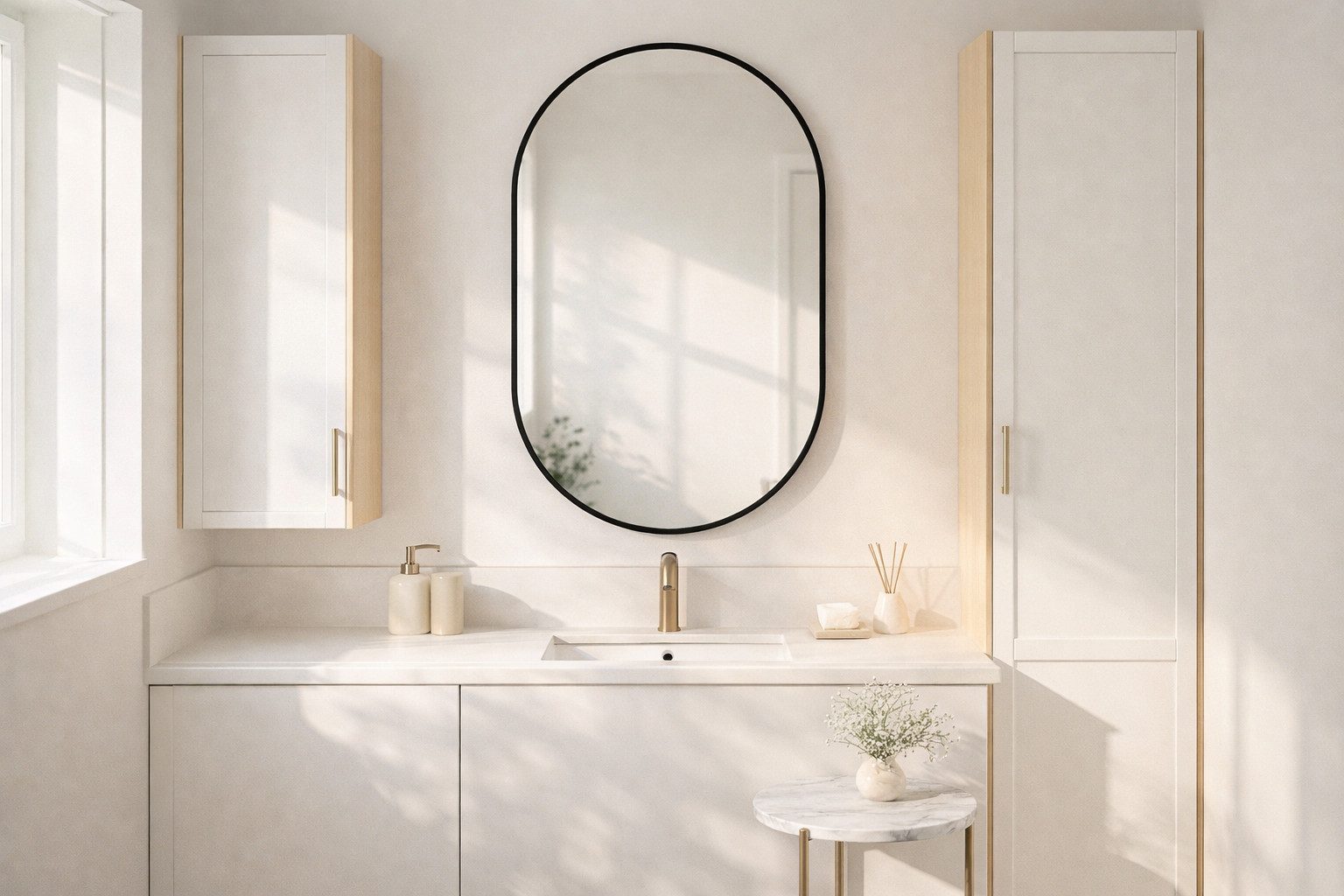 BOURGH Wandspiegel PALERMO Dekospiegel 76x50cm - moderner Spiegel, schwarzer Rahmen, für Flur, Wohnzimmer, Schlafzimmer & Badezimmer