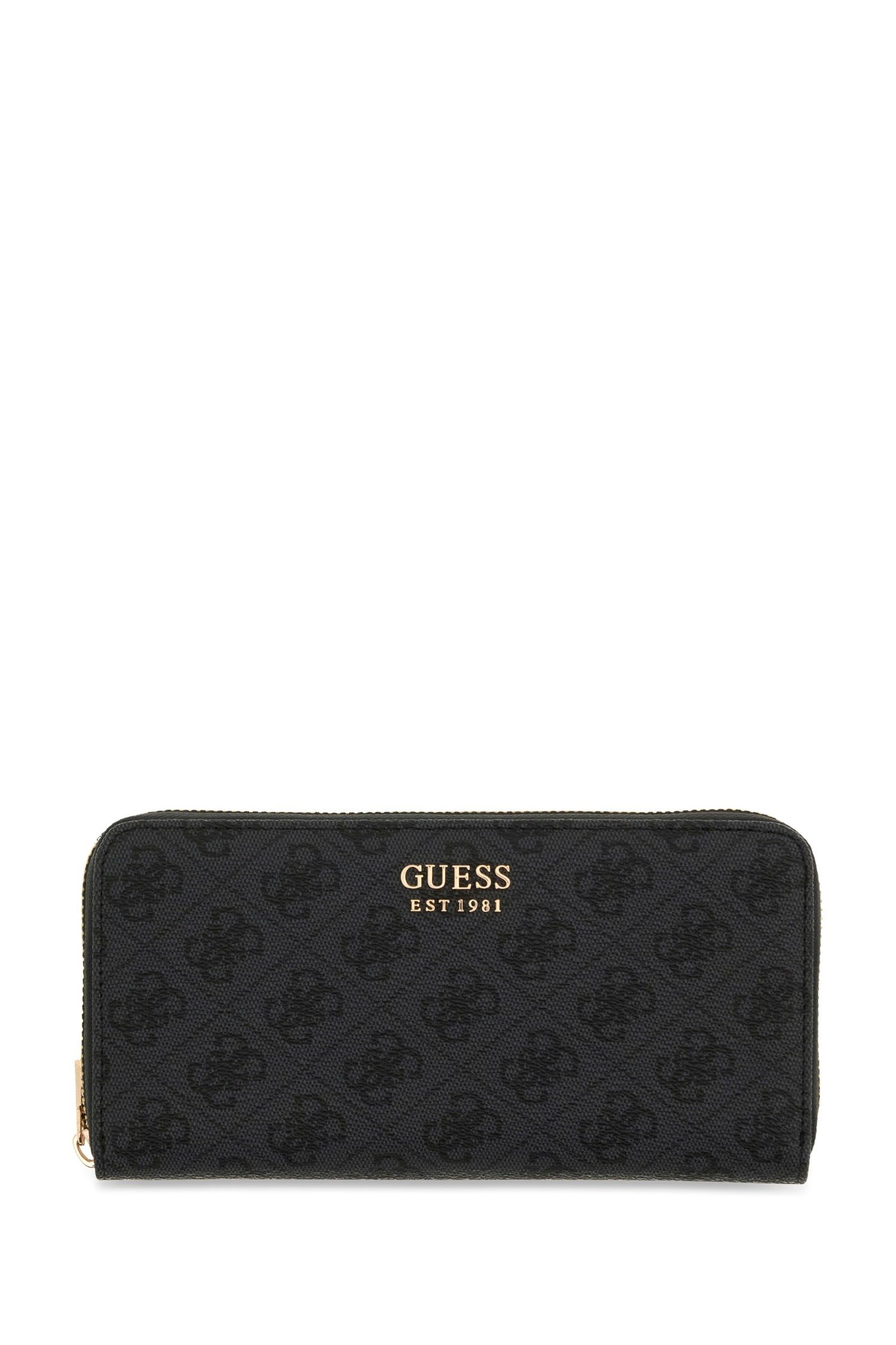 Guess Geldbörse BRENTON SLG LRG ZIP AROUND, Damen Portemonnaie, Geldbeutel mit Allover-Logo