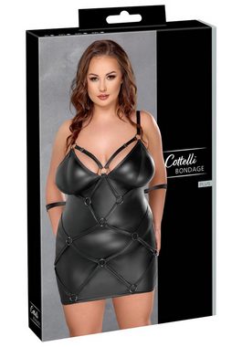Cottelli Bondage Minikleid Wetlook Kleid mit Fesseln Plus Size - schwarz