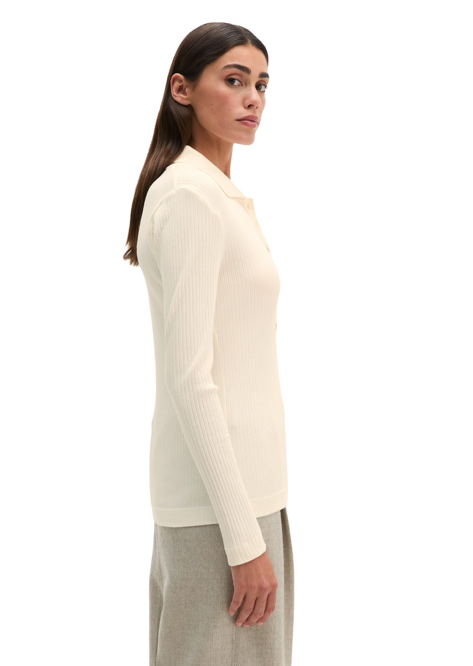 Marc O'Polo Langarm-Poloshirt aus Bio-Baumwoll-Modal-Stretch-Jersey