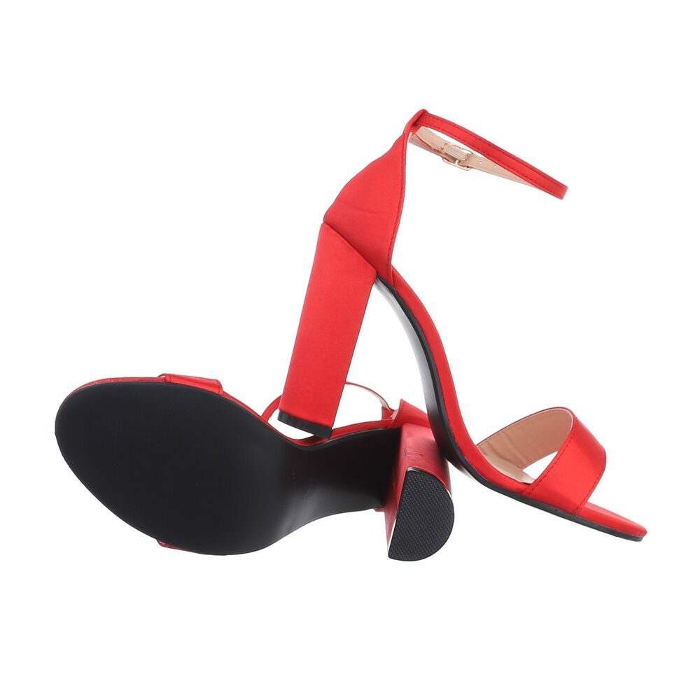 Ital-Design Damen Abendschuhe Elegant Sandalette Blockabsatz Sandaletten in Sandalen Rot &