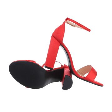 Ital-Design Damen Abendschuhe Elegant Sandalette Blockabsatz Sandalen & Sandaletten in Rot