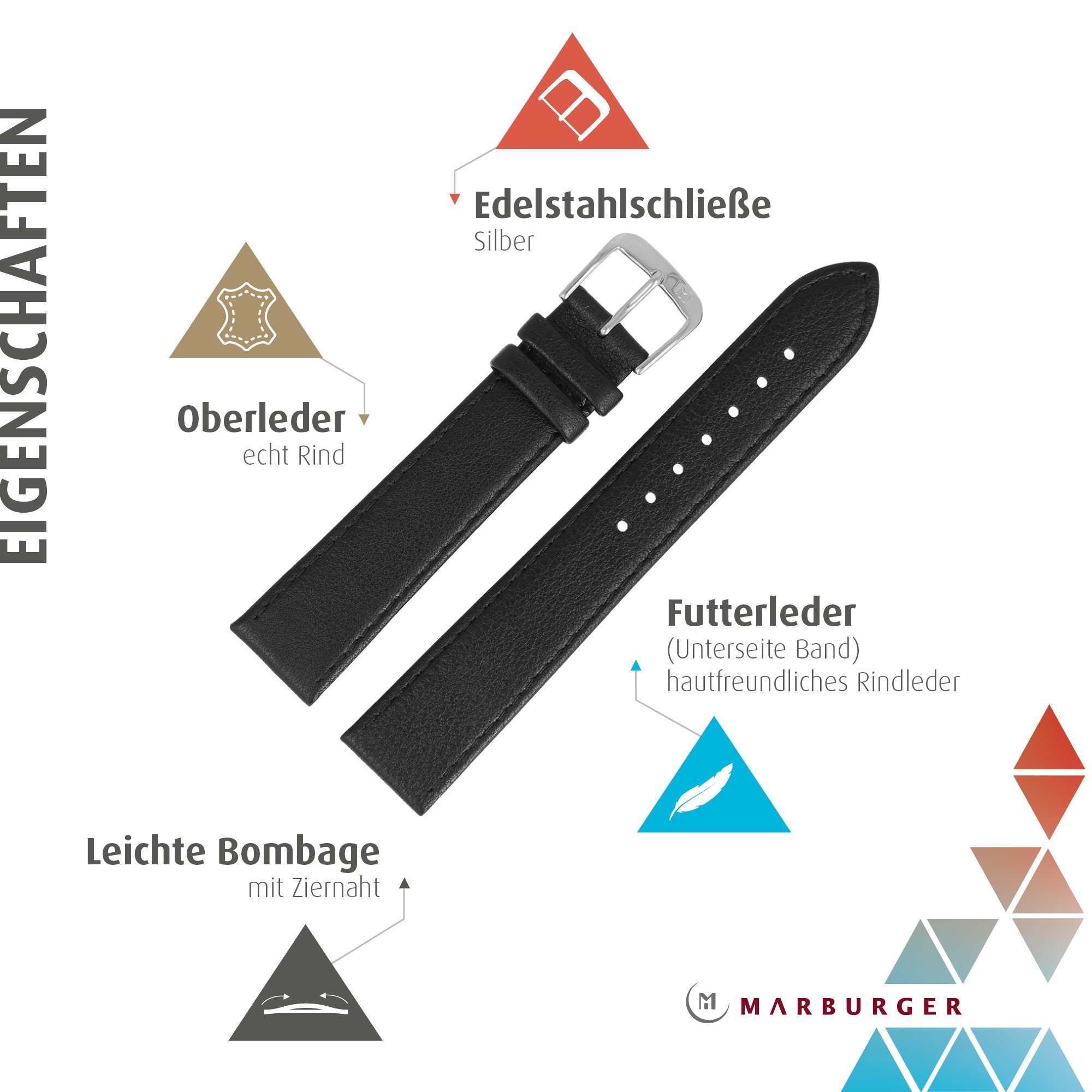 MARBURGER Uhrenarmband 22mm Leder günstig online kaufen