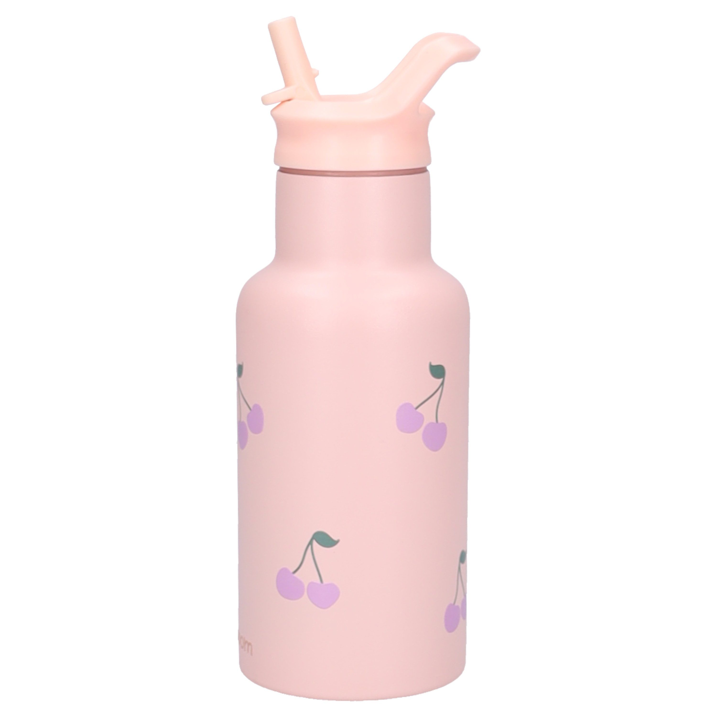 Kidzroom Trinkflasche Nostalgia Kinder 350 ml Edelstahl mit Trinkhalm Rosa