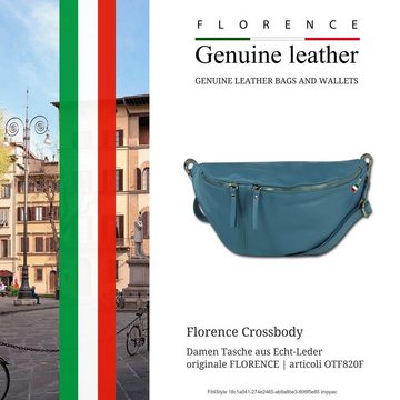 FLORENCE Gürteltasche Florence Echtleder Damen BomBag extra groß (Gürteltasche), Damen Leder Gürteltasche, blau ca. 37cm x ca. 20cm