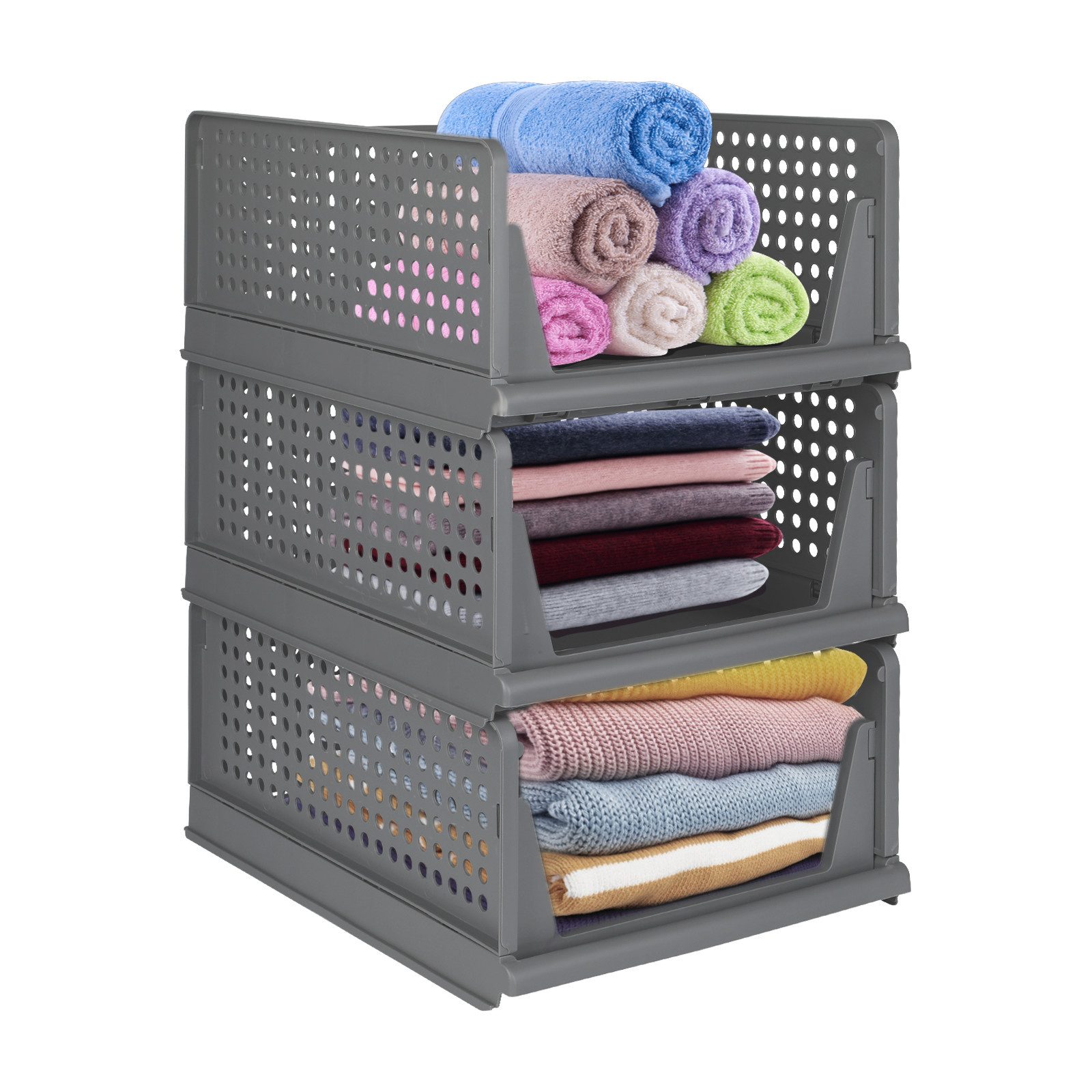 JEOBEST Organizer Schrank Organizer Kleiderschrank, Schließfächer, Kleiderschränke, (Set of 3), Faltbare Schubladenboxen und Stapelbar