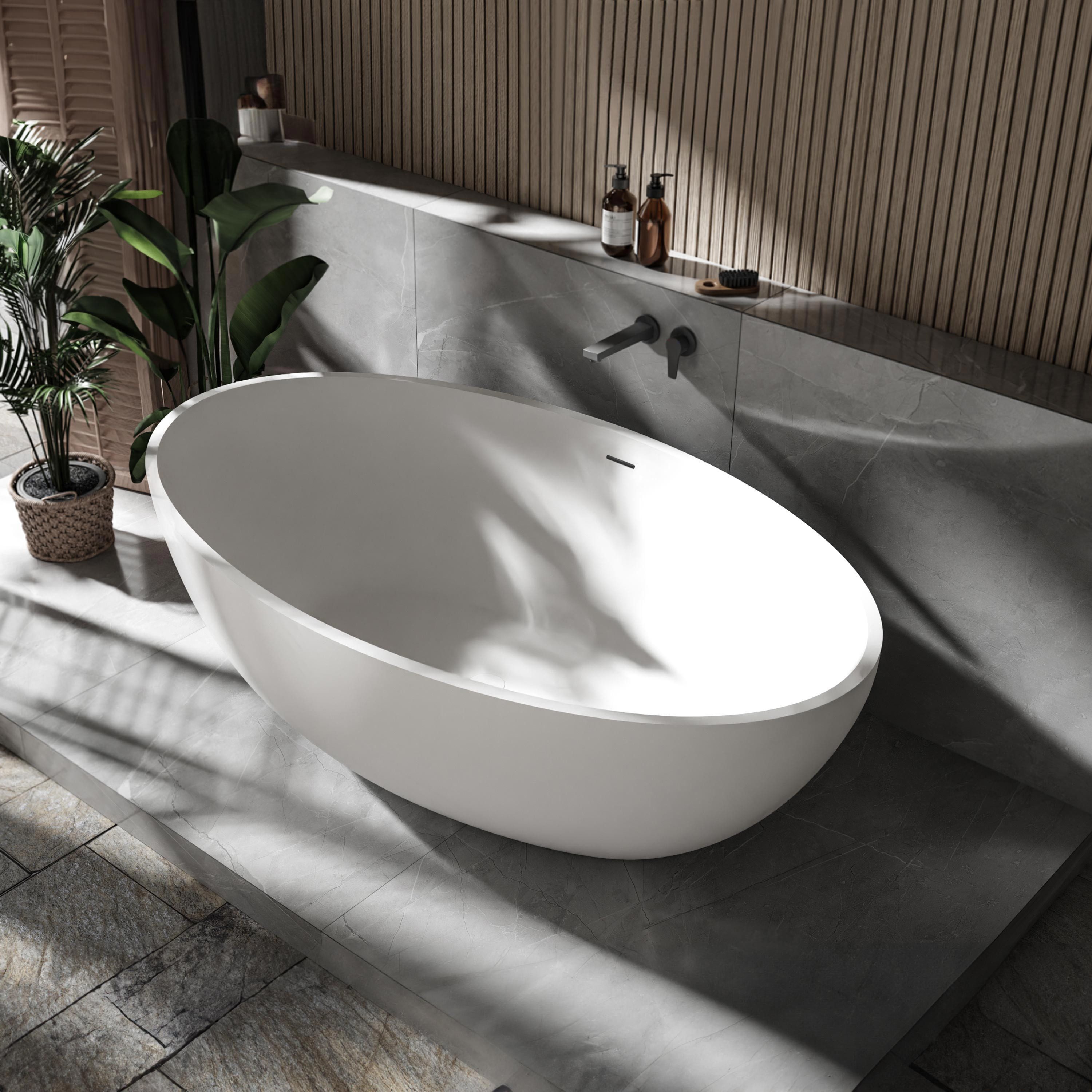 Bernstein Badewanne RELAX, Mineralguss, zwei Farben wählbar, geschwungene Liegefläche