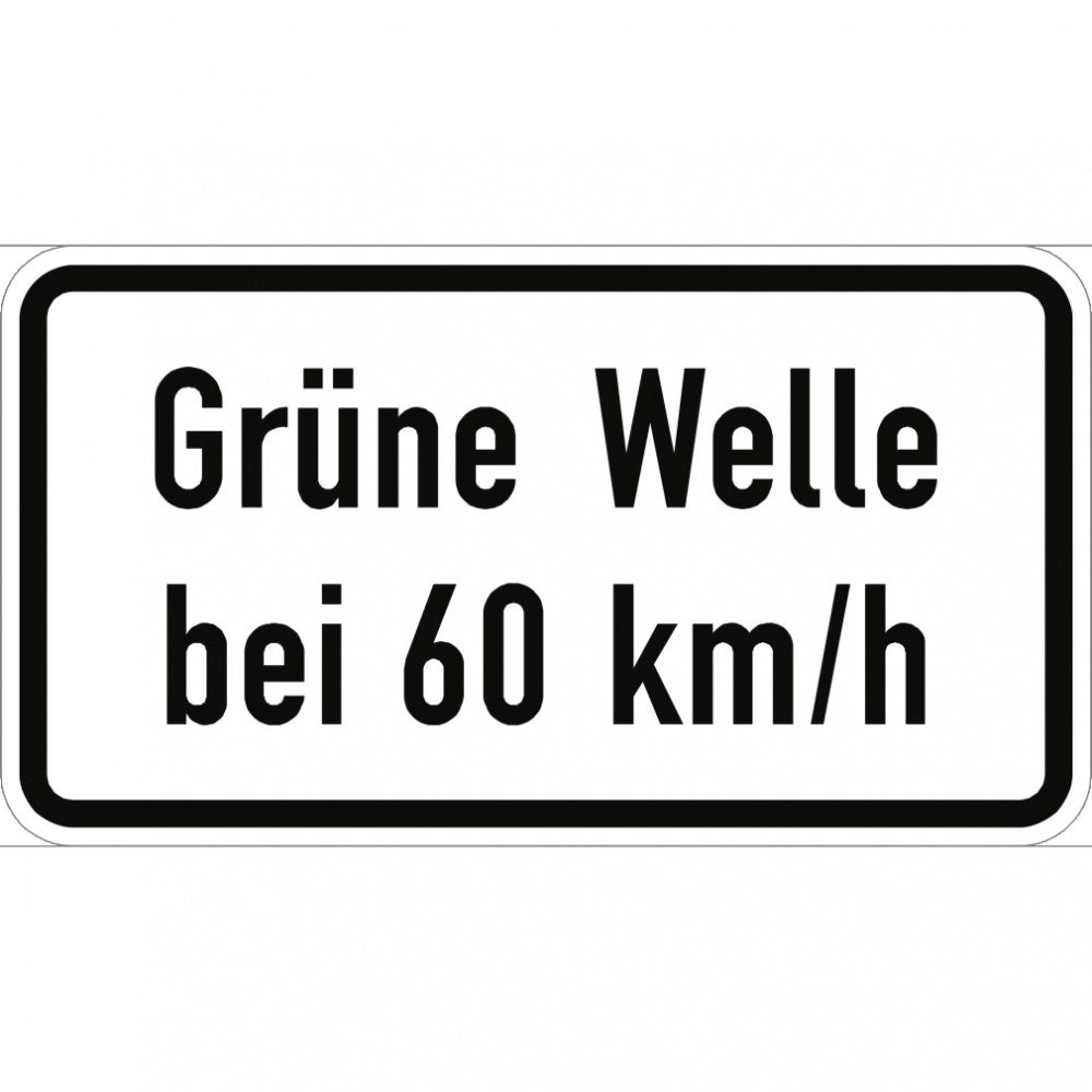 Dreifke Verkehrsschild Grüne Welle bei km/h, Textschild, StVO, Grüne Welle bei km/h