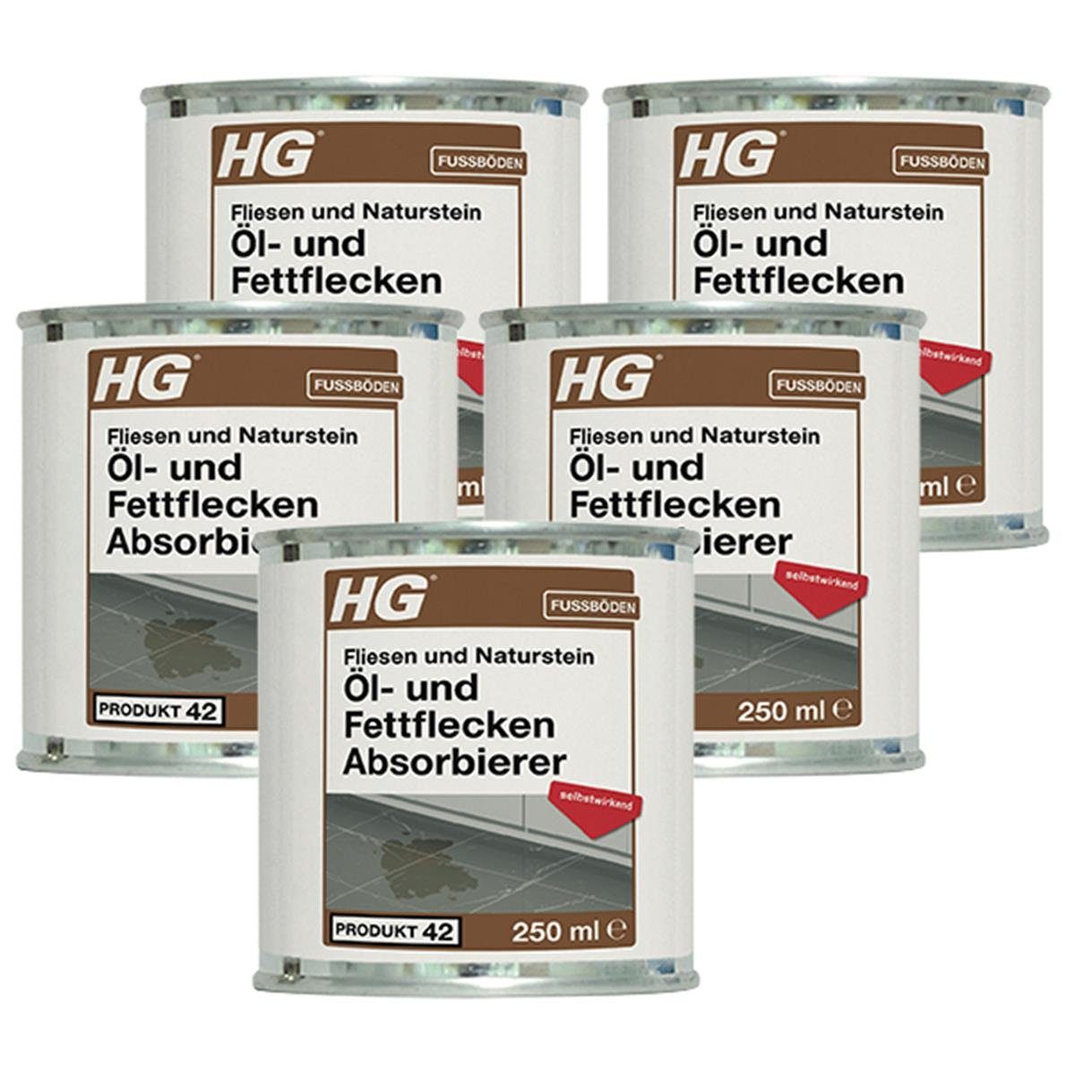 HG HG Fliesen und Naturstein Öl und Fettflecken Absorbierer 250ml (5er