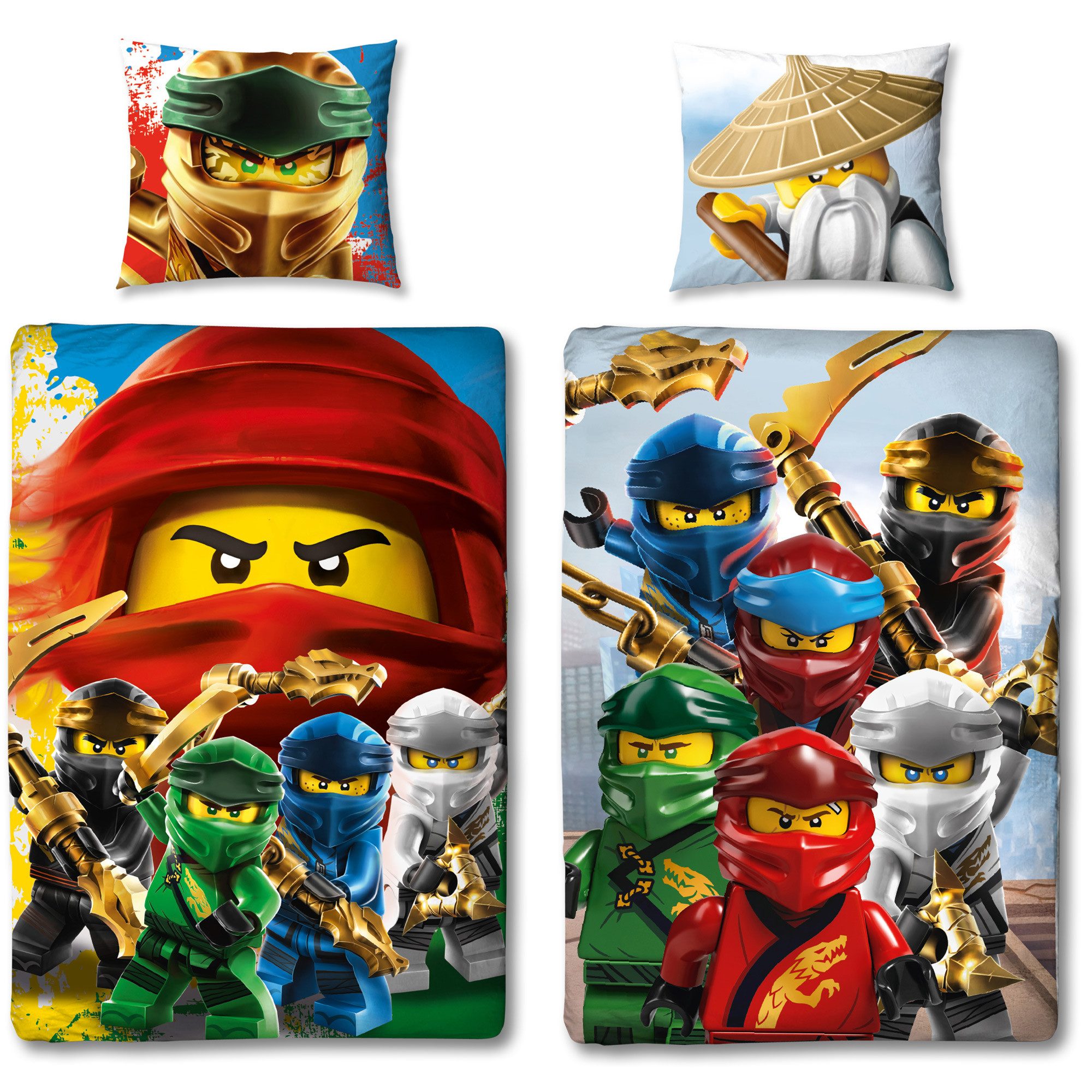 Kinderbettwäsche Lego Ninjago Movie Battle Постільна білизна Linon / Renforcé, BERONAGE, 100% Baumwolle, 2 teilig, 135x200 + 80x80 cm