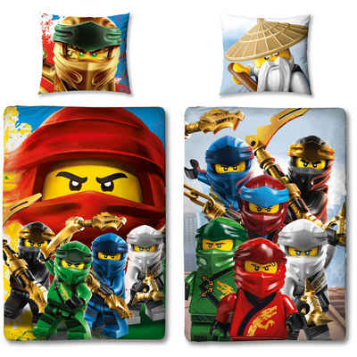 Kinderbettwäsche Lego Ninjago Movie Battle Bettwäsche Linon / Renforcé, BERONAGE, 100% Baumwolle, 2 teilig, 135x200 + 80x80 cm