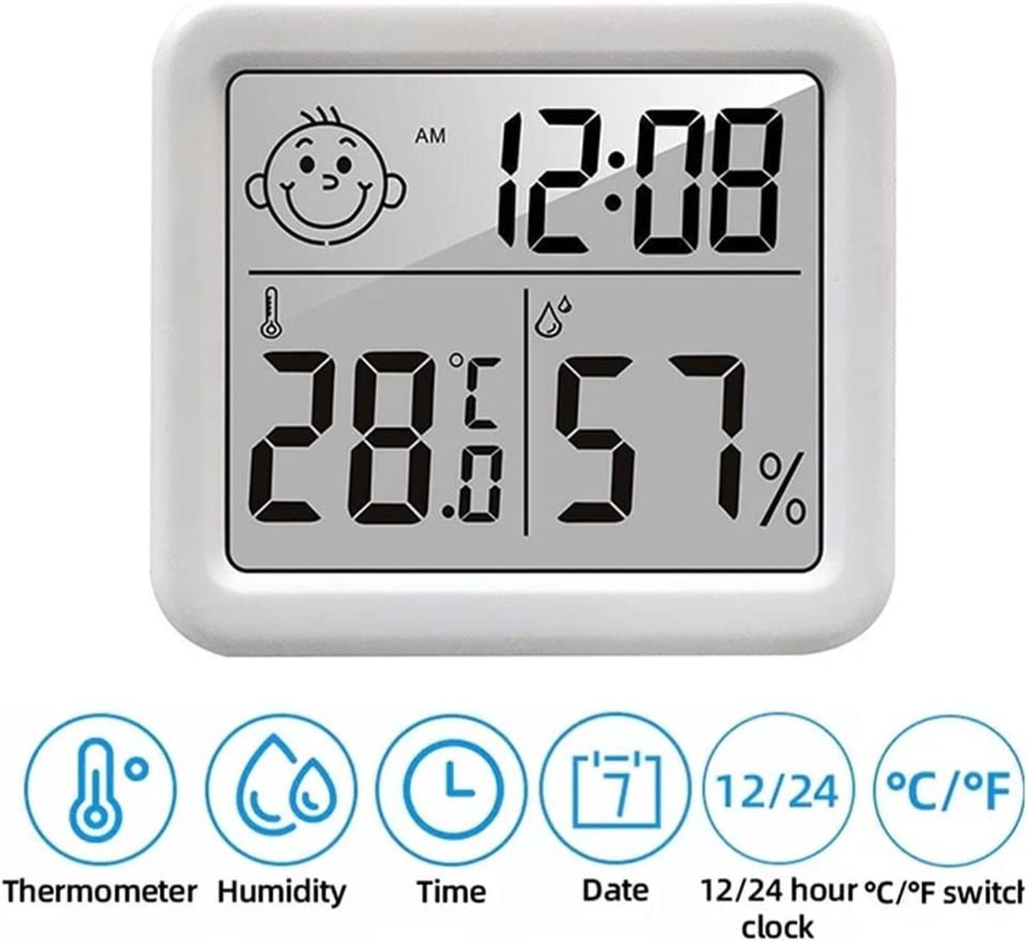 Olotos Raumthermometer Digital LCD Thermometer Thermo-Hygrometer Feuchtigkeit Wetterstation, Temperatur Messgerät für Innenraum Wohnzimmer Babyraum Büro