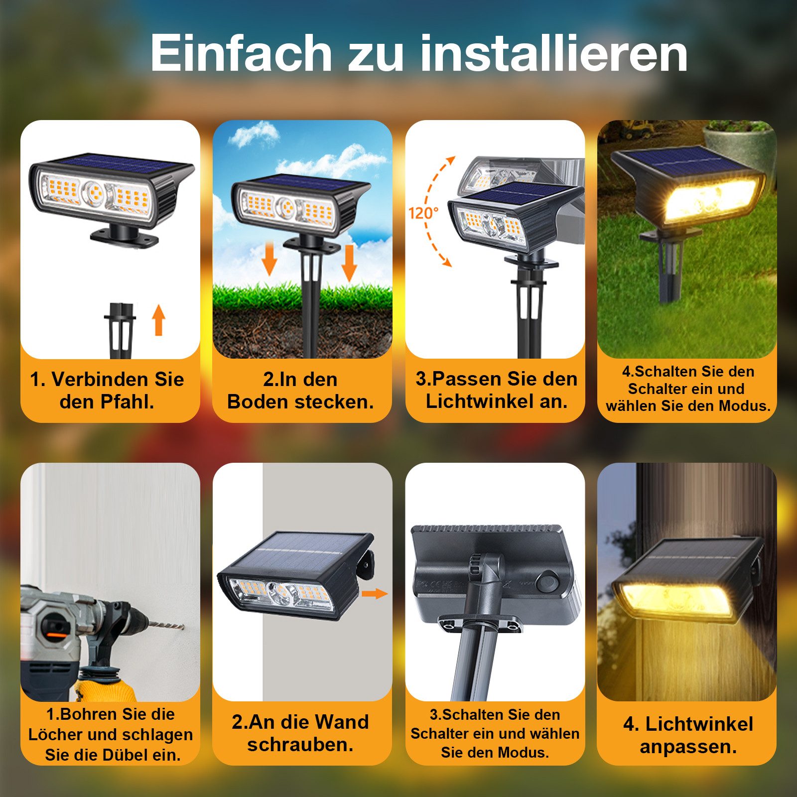 MUPOO LED Gartenstrahler  LED Solarleuchte Solarlampe günstig online kaufen
