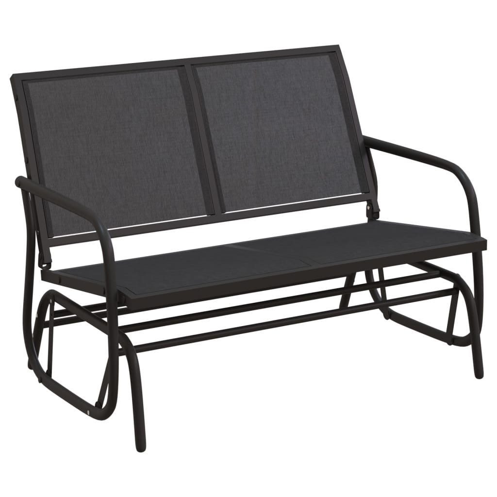 Hollywoodschaukel Garten-Schaukelbank Schwarz 120,5x76x86,5 cm Textilen & Stahl