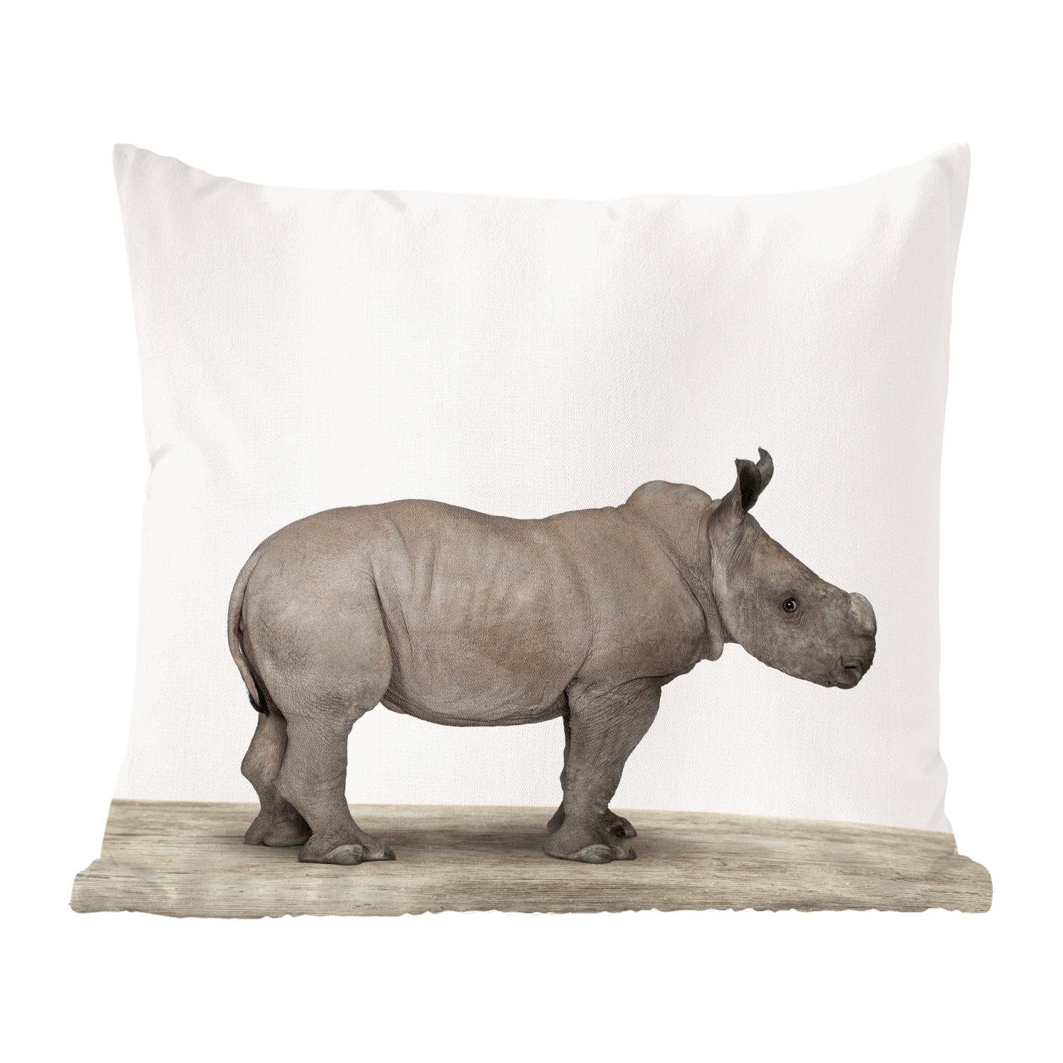 MuchoWow Dekokissen Rhinozeros - Tiere - Schlafzimmer, für Wohzimmer, Sofakissen Zierkissen - Jungen mit Deko, Mädchen, Füllung