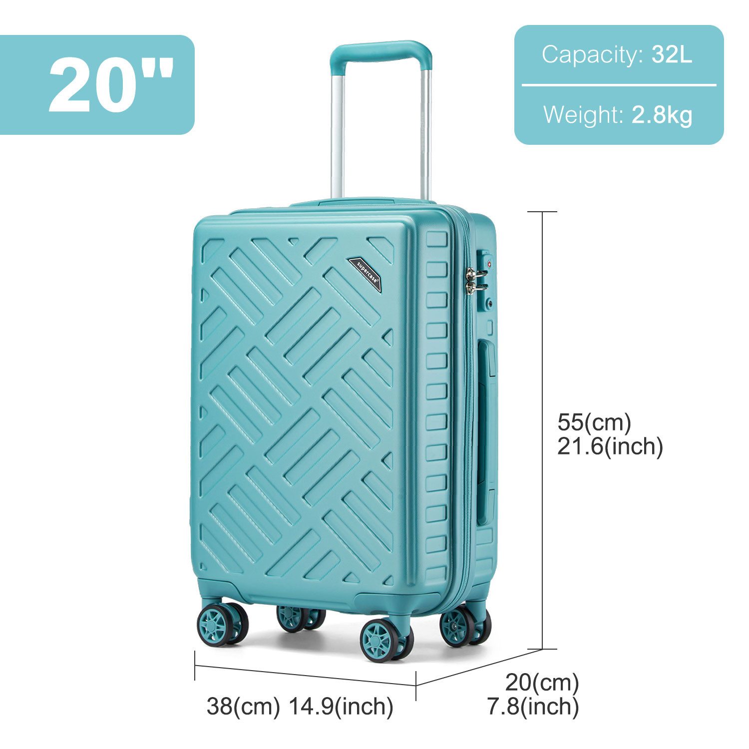 Supercase Trolley Leichter Hartschalenkoffer mit 4 günstig online kaufen