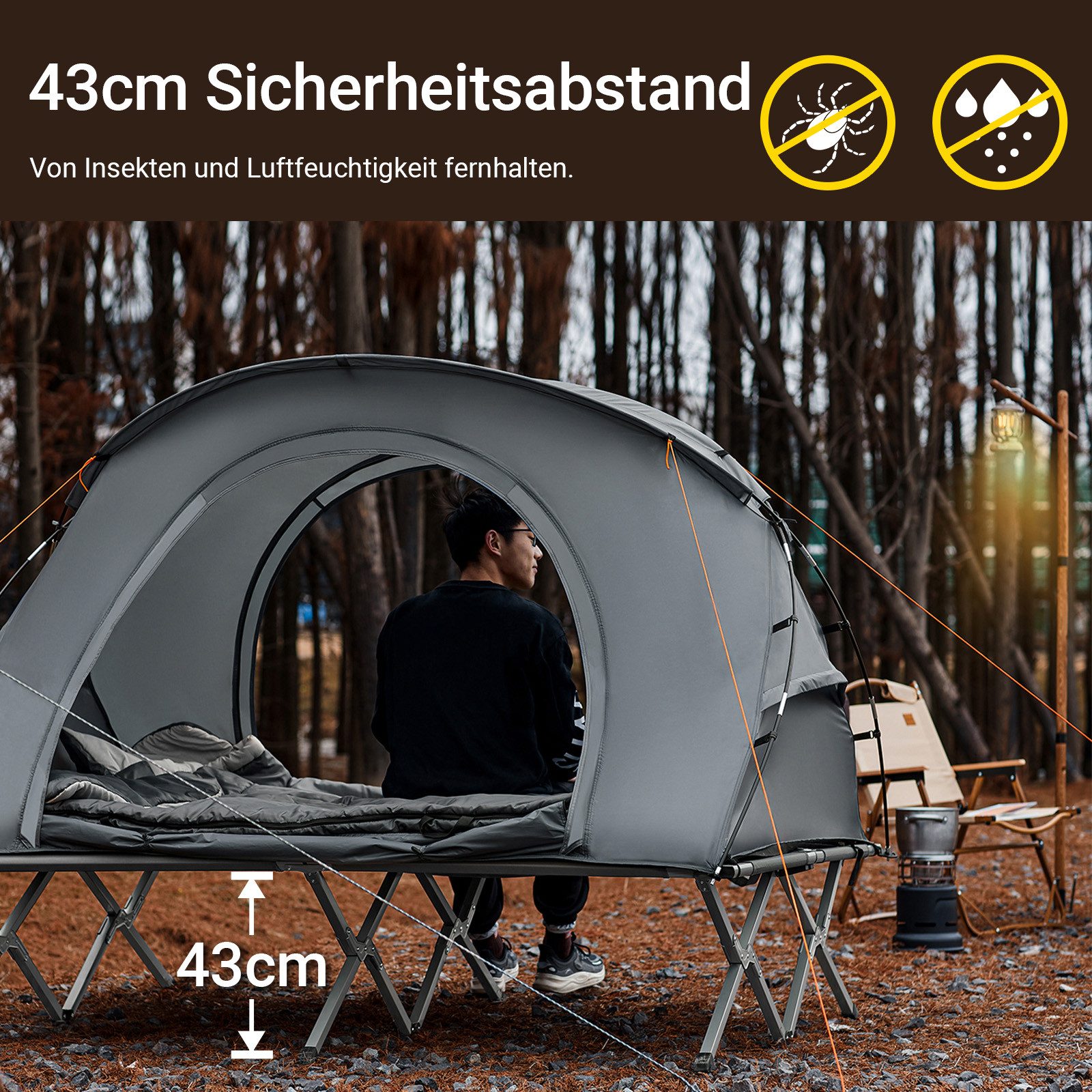 SoBuy Feldbett OGS60 Feldbett mit Zelt Wurfzelt Feldbett 4in1-Zelt mit Campingliege