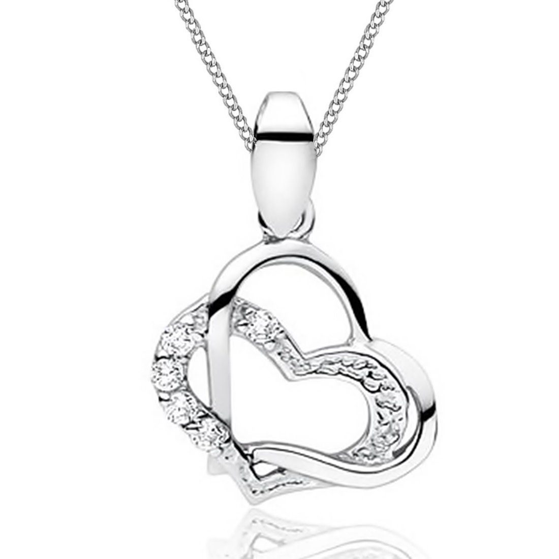 Damen Schmuck Goldene Hufeisen Herzkette Herz Anhänger mit Kette aus 925 Sterling Silber Rhodiniert Damen Mädchen Halskette (2-t