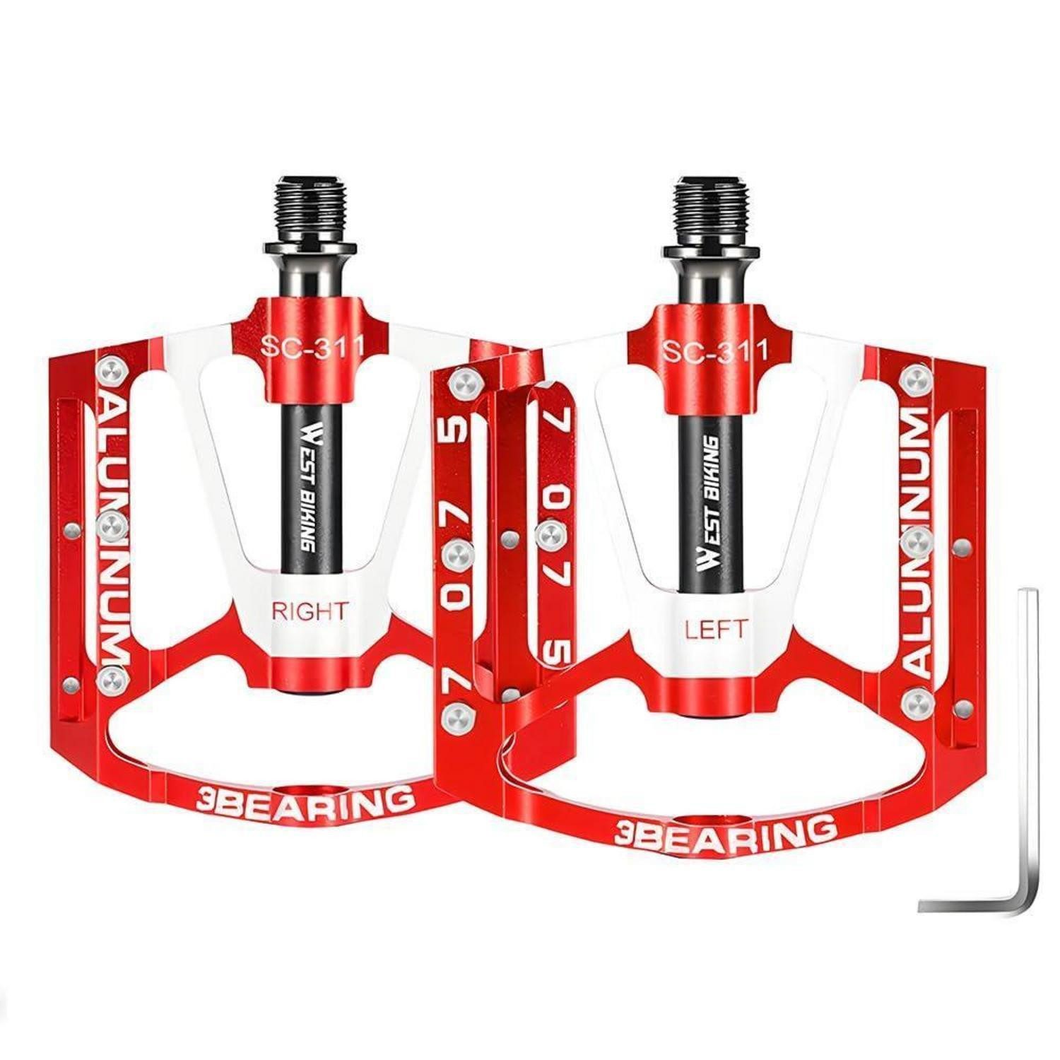 LuxusKollektion Plattformpedale MTB Pedale Aluminium flach 9/16 Rot