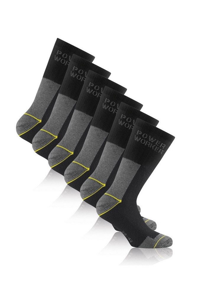 Rohner Socks Arbeitssocken Power Worker Wilmax (Baumwolle) schwarz/grau/gelb - 3 Paar