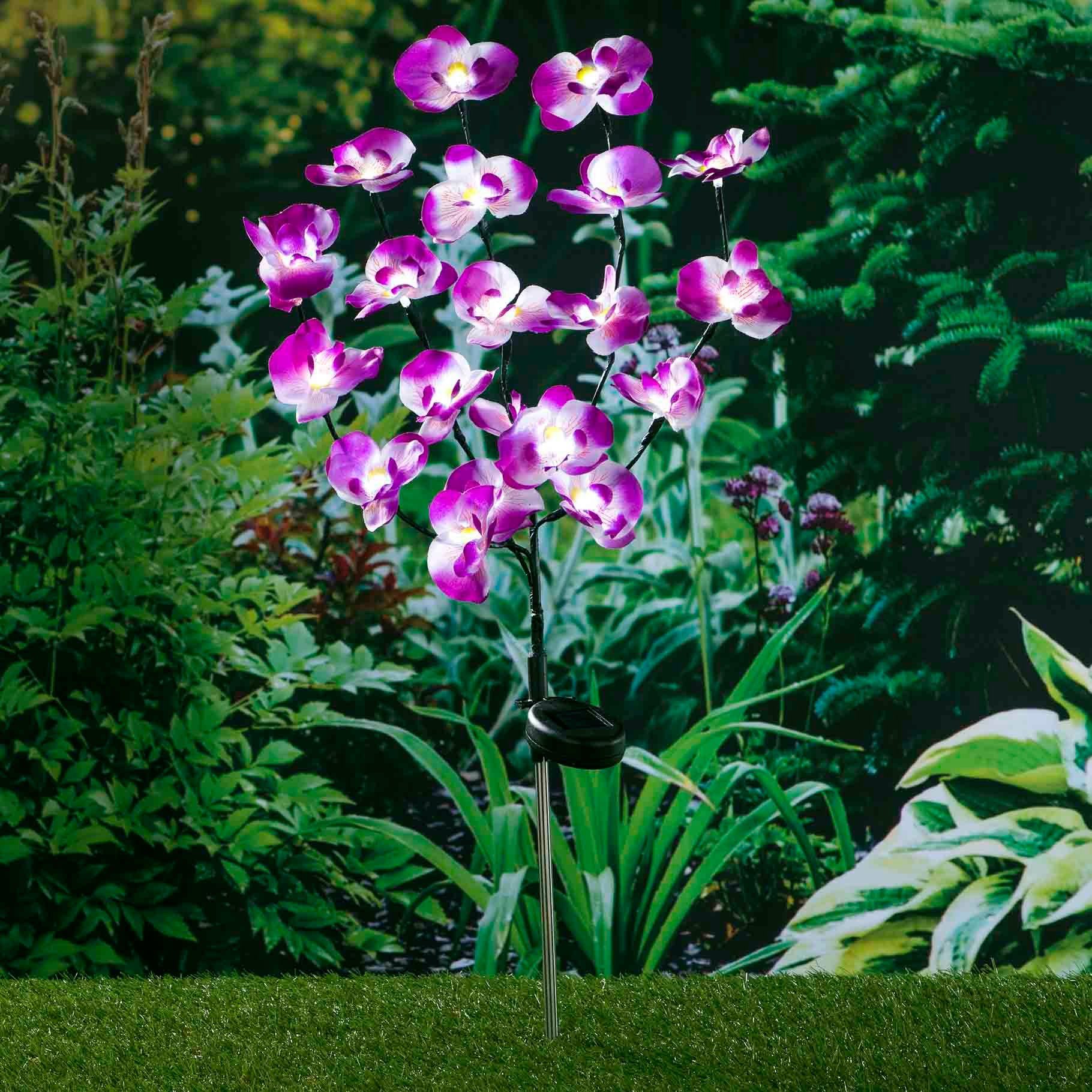 Haushalt International Gartenstecker Solar Gartenstecker Orchidee Maße: ca. 75cm hoch (1-St)
