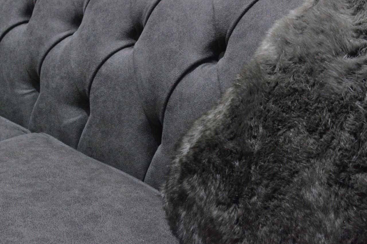 Couch, Chesterfield Schwarzer Couch 3-Sitzer Polster Europe Made Dreisitzer in Luxus Sofa JVmoebel